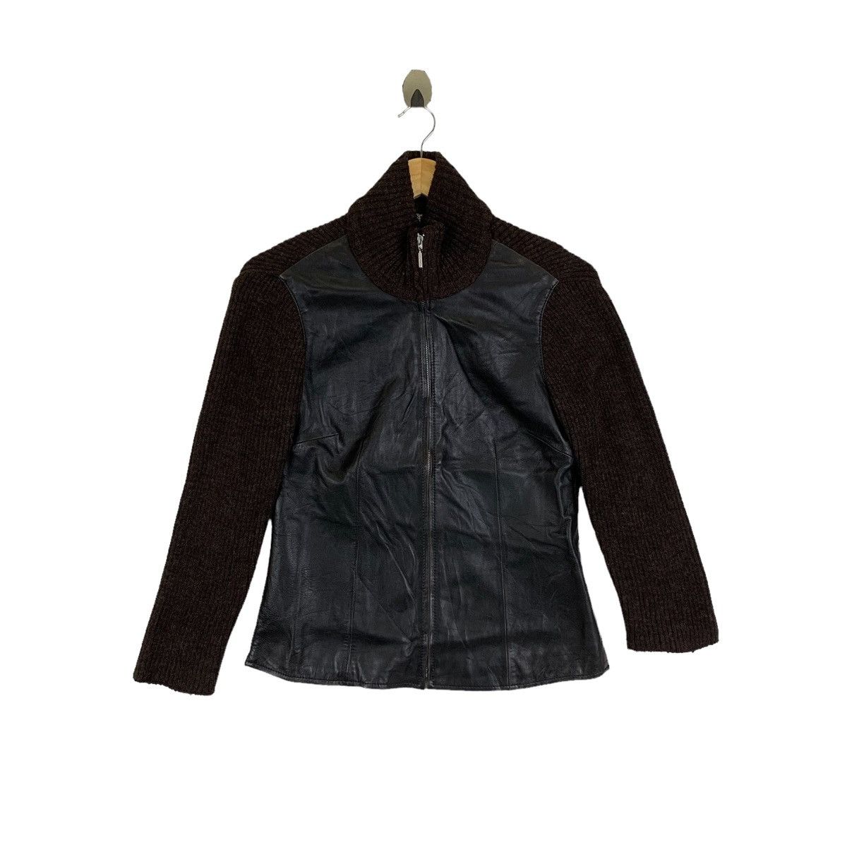 MAX&Co. × Max Mara × Vintage MAX & CO By Max Mara Italian Leather Knitwear Sweater Jacket Size S / US 4 / IT 40 - 1 Thumbnail