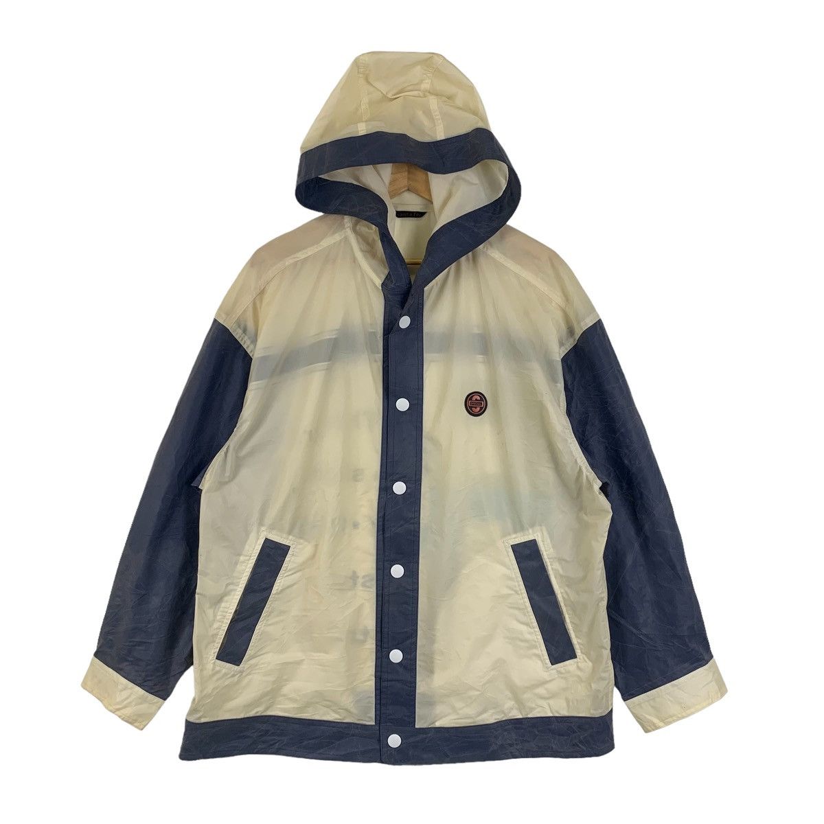 image of Vintage Santa Fe Casualwear Fashion Fully Button Hoodie Jacket in Cream/Grey, Men's (Size XL)