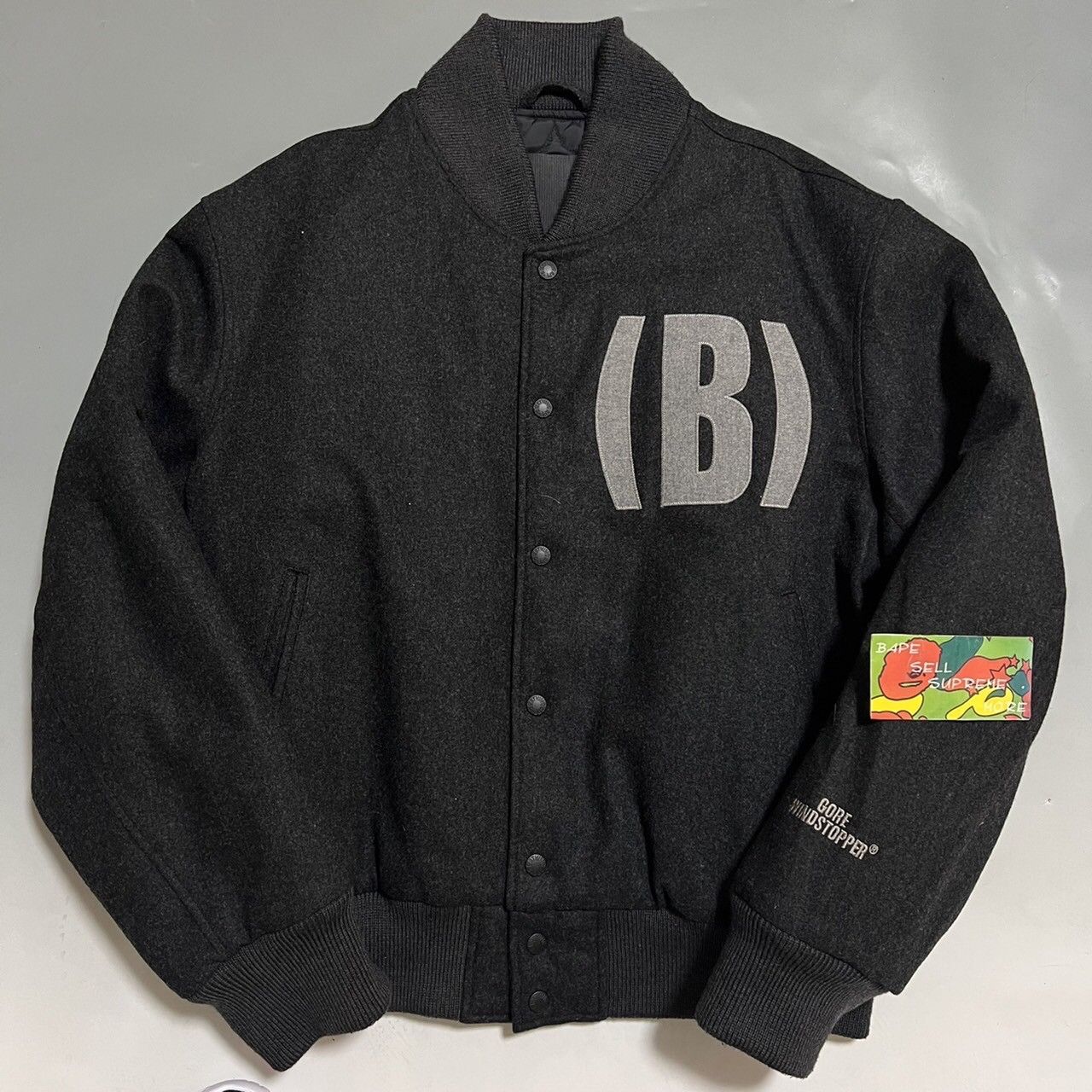 Pre-owned Bape Versity Jacket Charcoal