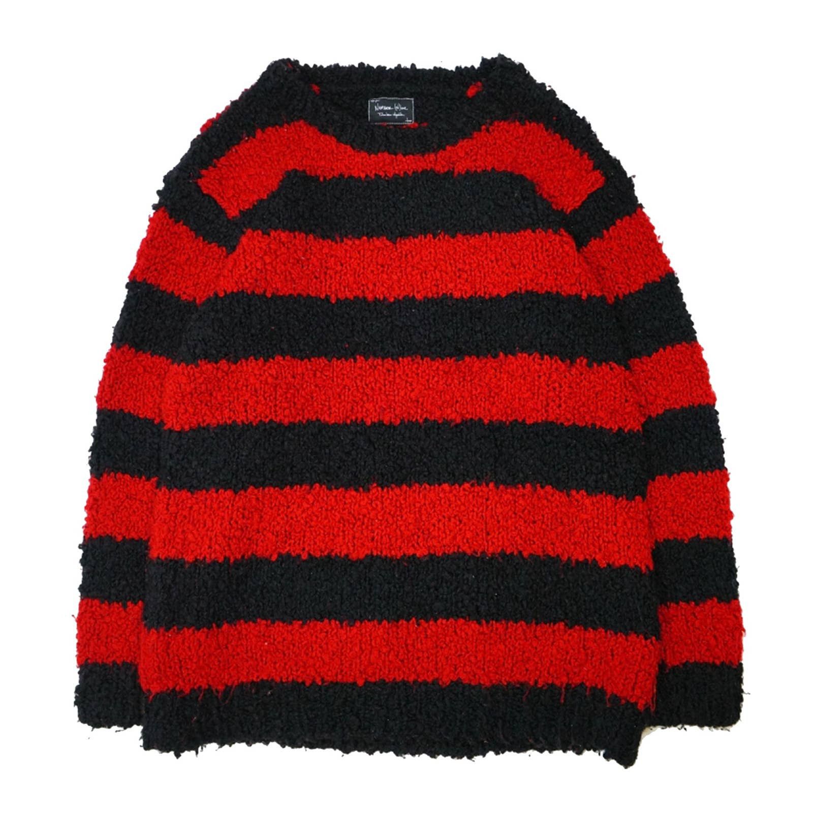 image of Number N Ine '03 Striped Grunge Knit Sweater in Black, Men's (Size Medium)