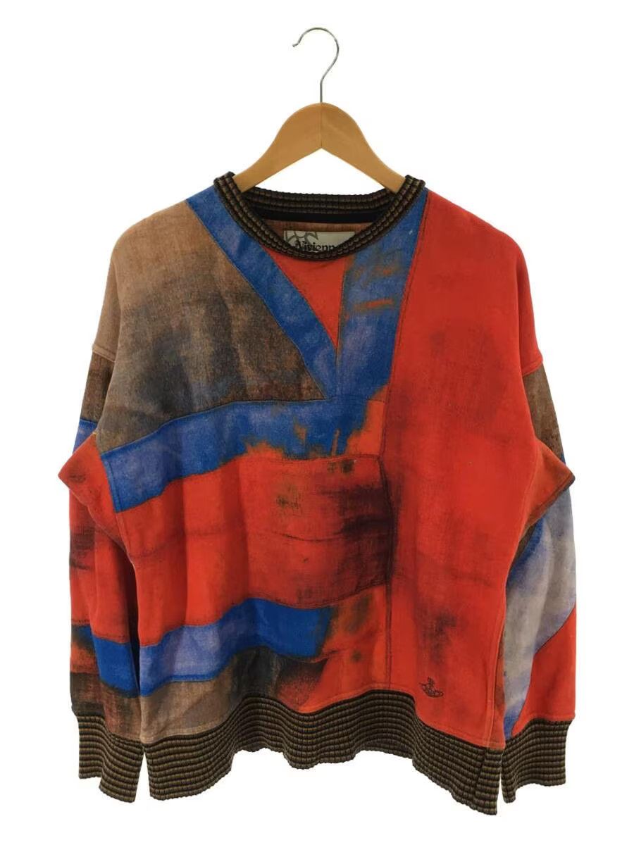 image of Vivienne Westwood Allover Union Jack Patchwork Oversized Sweatshirt in Red, Men's (Size Small)