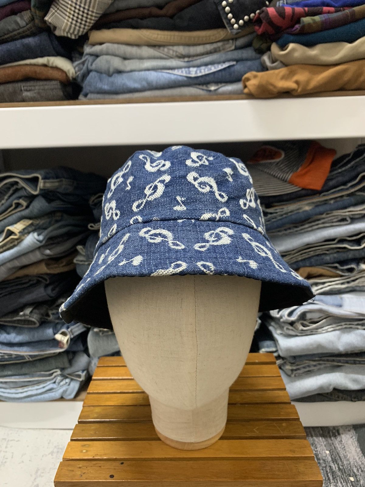 Japanese Brand Japanese Brand Musical Note Embroidery Denim Bucket Hat Size ONE SIZE - 5 Thumbnail