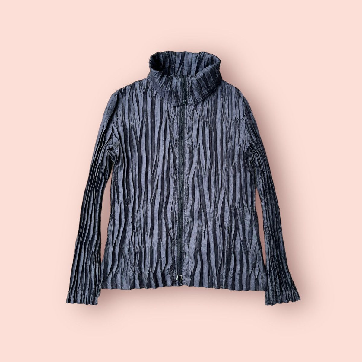 image of Vintage Spechio Pleats Double Zipped Jacket in Black, Women's (Size Medium)