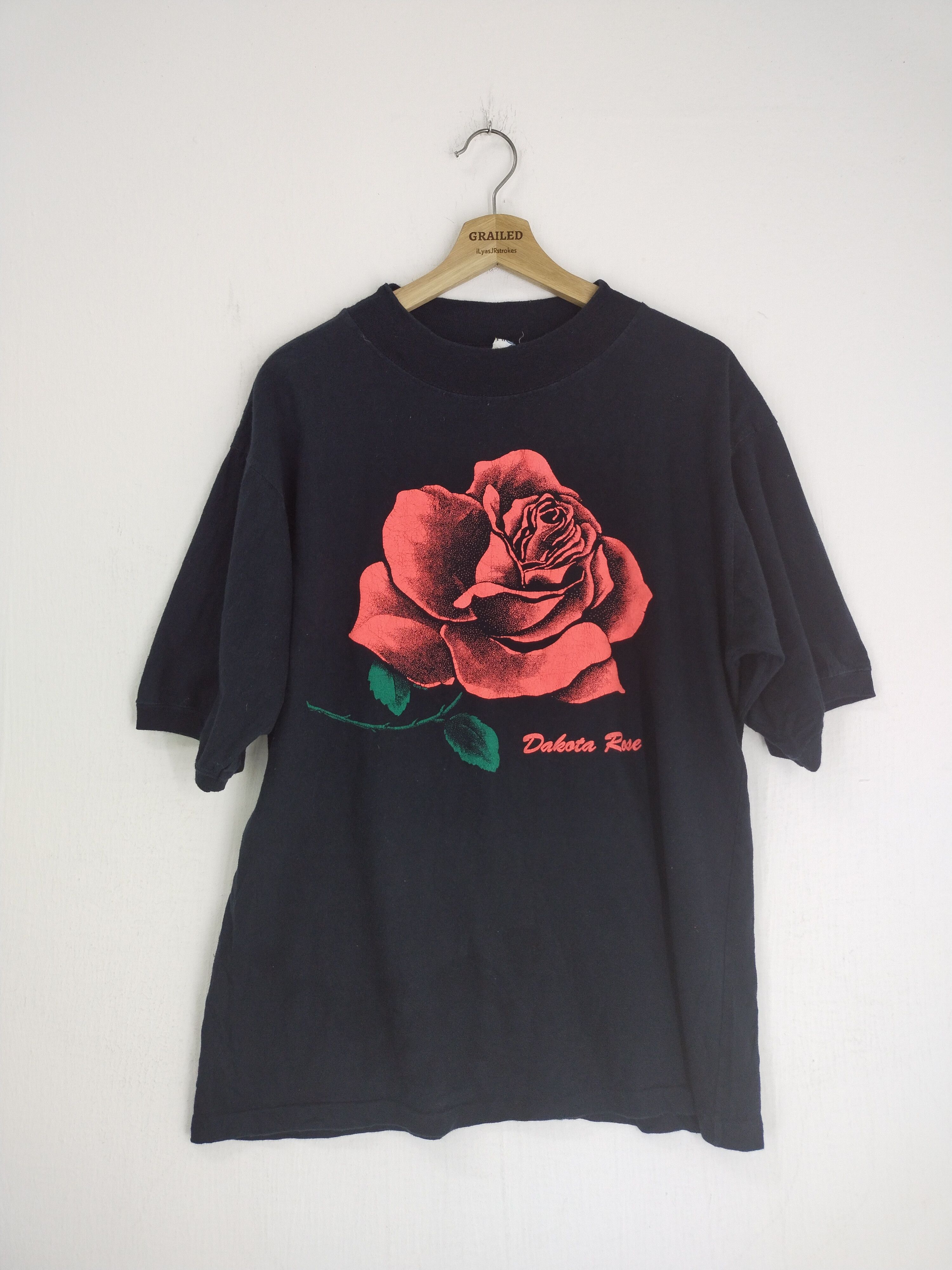 image of Rose In Good Faith x Vintage Dakota Rose Tee in Black/Red, Men's (Size Medium)