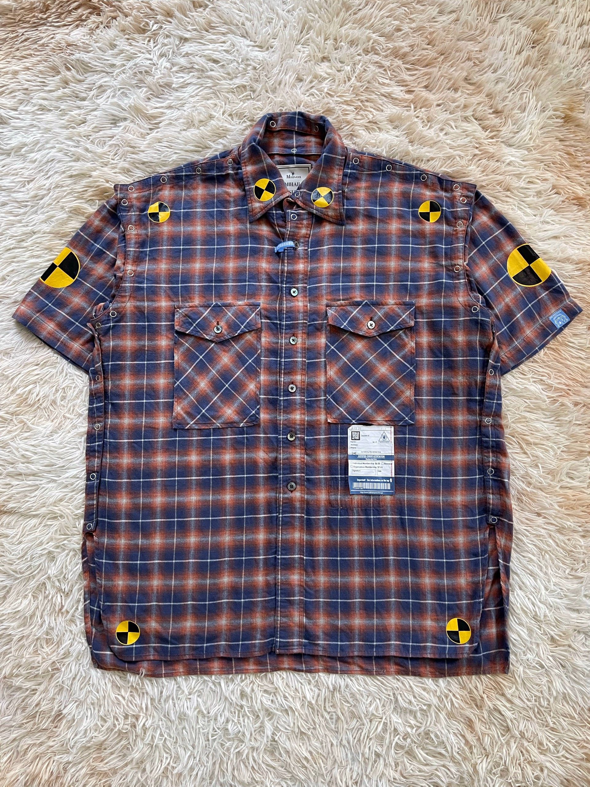 image of Miharayasuhiro 2010's Oversized Atomic Plaid Shirt in Blue Orange, Men's (Size Small)