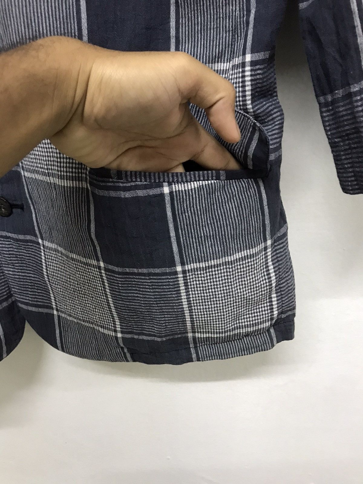 Issey Miyake Vintage I.S Issey Miyake Gingham Light Layer Blazer Jacket Size US L / EU 52-54 / 3 - 12 Thumbnail