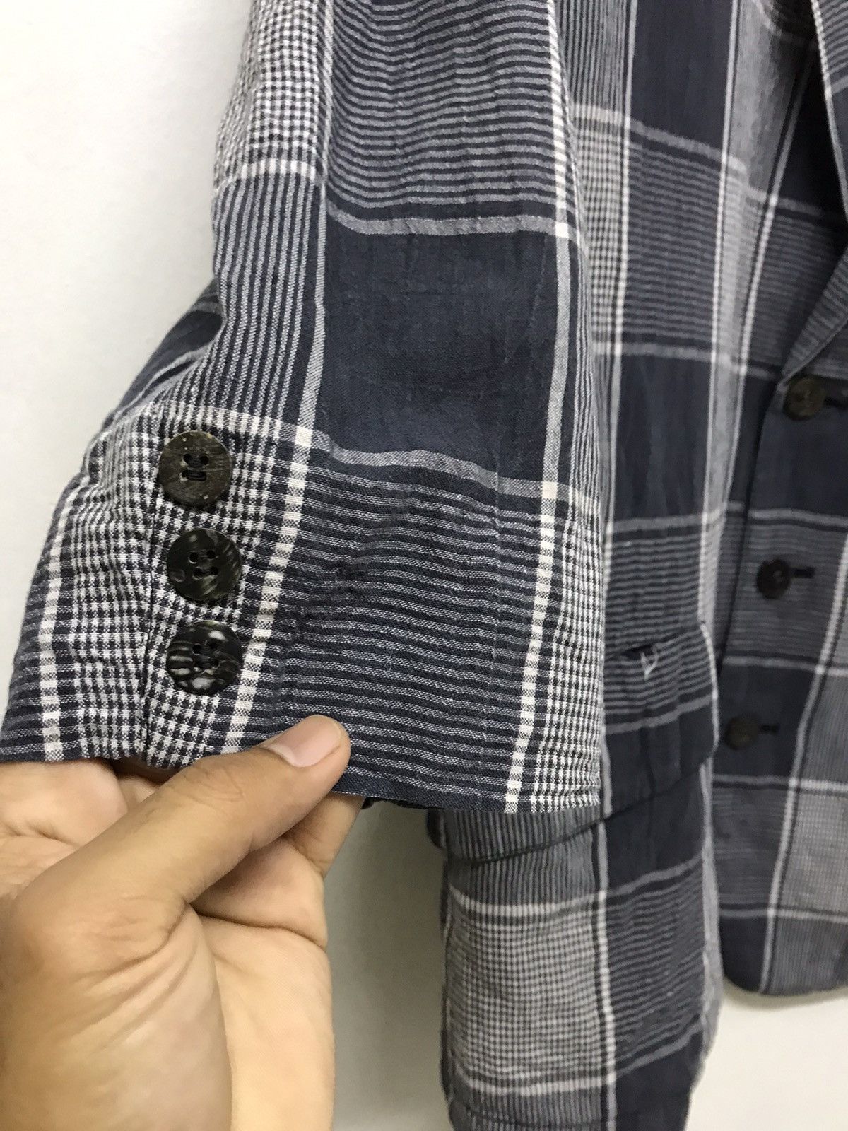 Issey Miyake Vintage I.S Issey Miyake Gingham Light Layer Blazer Jacket Size US L / EU 52-54 / 3 - 11 Thumbnail