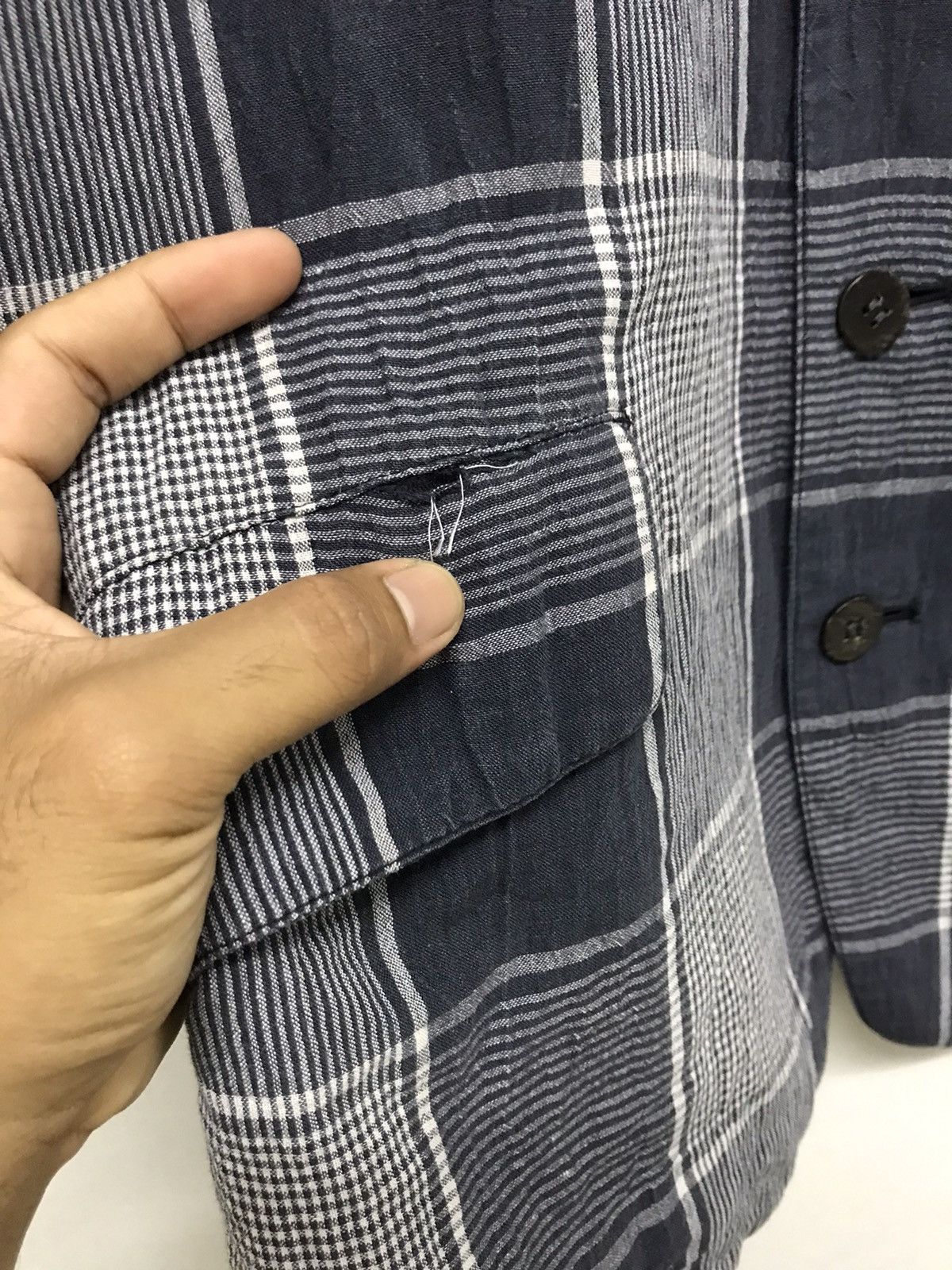 Issey Miyake Vintage I.S Issey Miyake Gingham Light Layer Blazer Jacket Size US L / EU 52-54 / 3 - 17 Thumbnail