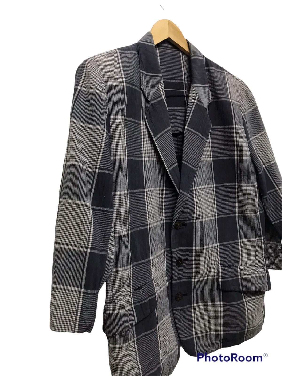 Issey Miyake Vintage I.S Issey Miyake Gingham Light Layer Blazer Jacket Size US L / EU 52-54 / 3 - 4 Thumbnail