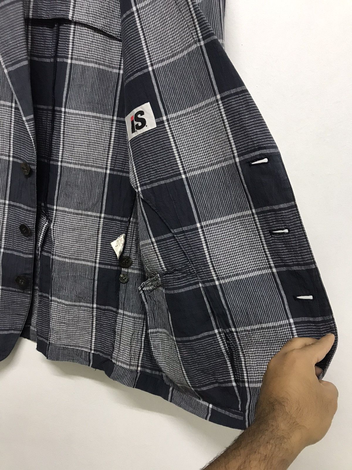 Issey Miyake Vintage I.S Issey Miyake Gingham Light Layer Blazer Jacket Size US L / EU 52-54 / 3 - 9 Thumbnail