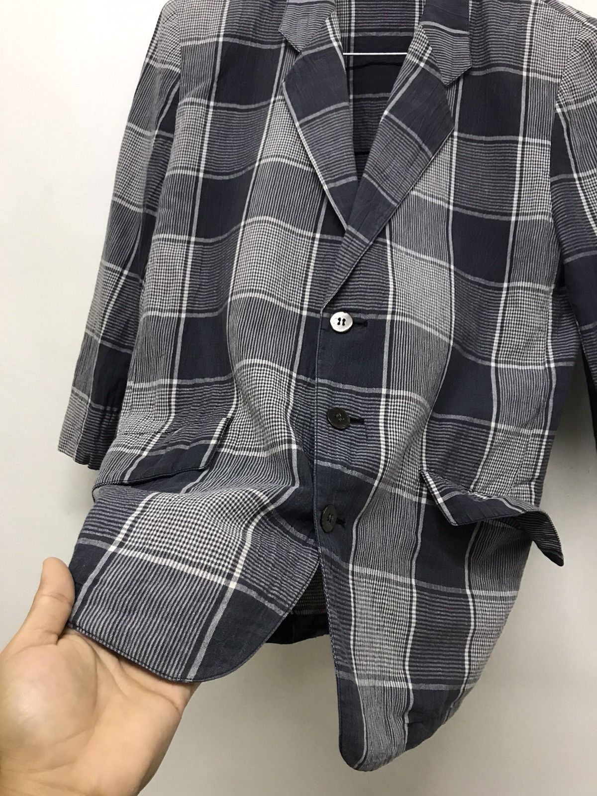 Issey Miyake Vintage I.S Issey Miyake Gingham Light Layer Blazer Jacket Size US L / EU 52-54 / 3 - 7 Thumbnail