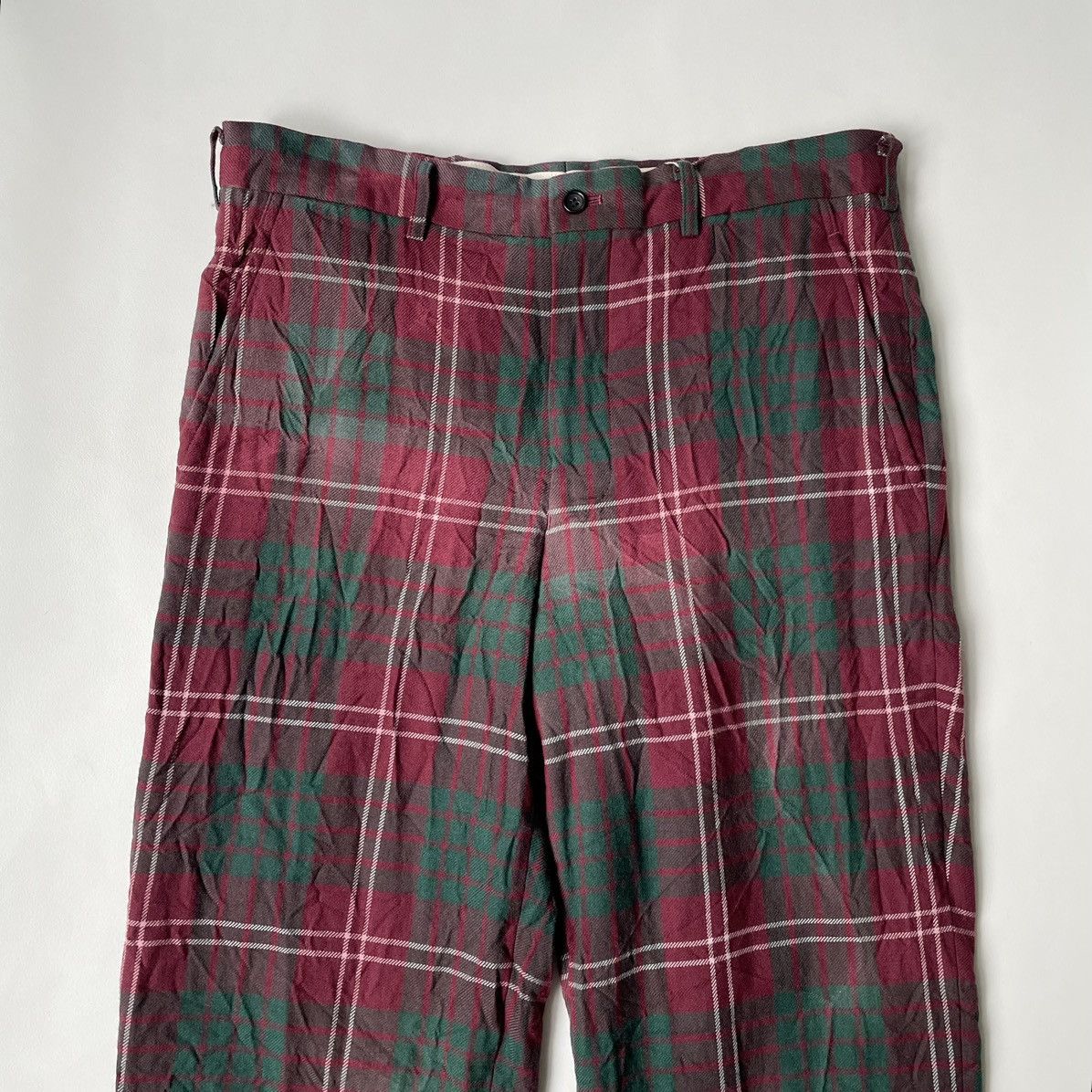 Comme des Garcons Homme Plus A/W 08 ‘Distressed Tartan’ Check Wool Trousers Size US 32 / EU 48 - 2 Thumbnail