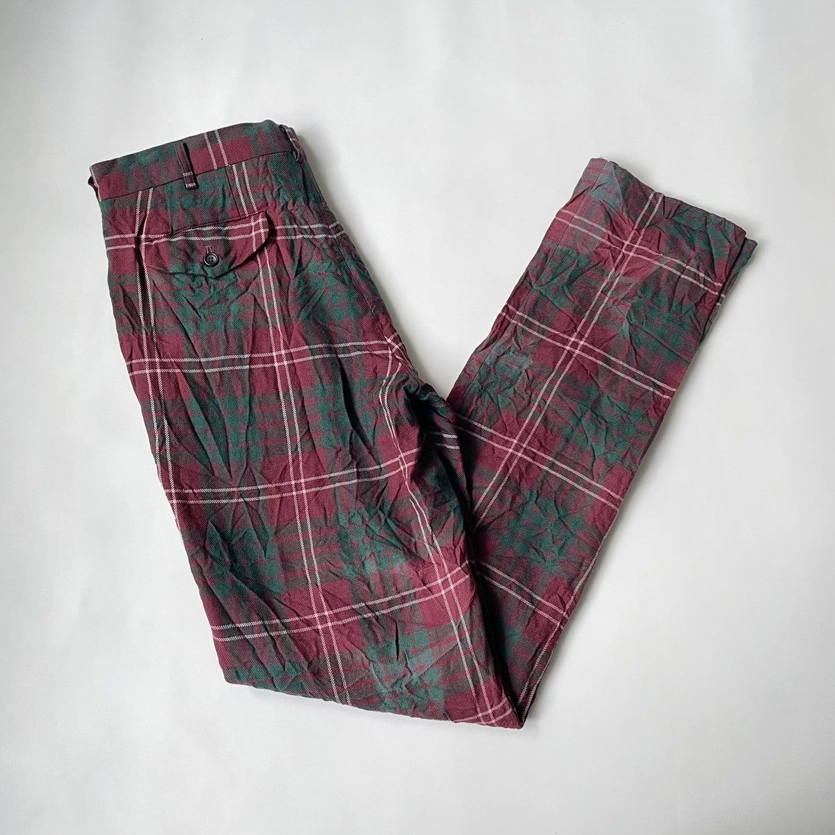 Comme des Garcons Homme Plus A/W 08 ‘Distressed Tartan’ Check Wool Trousers Size US 32 / EU 48 - 9 Thumbnail