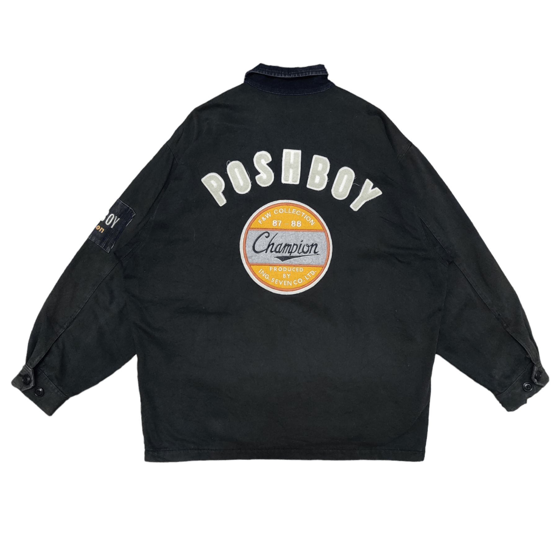 image of Vintage 80's Posh Boy Champion Jacket 6 Pockets Embroidery in Black, Men's (Size XL)