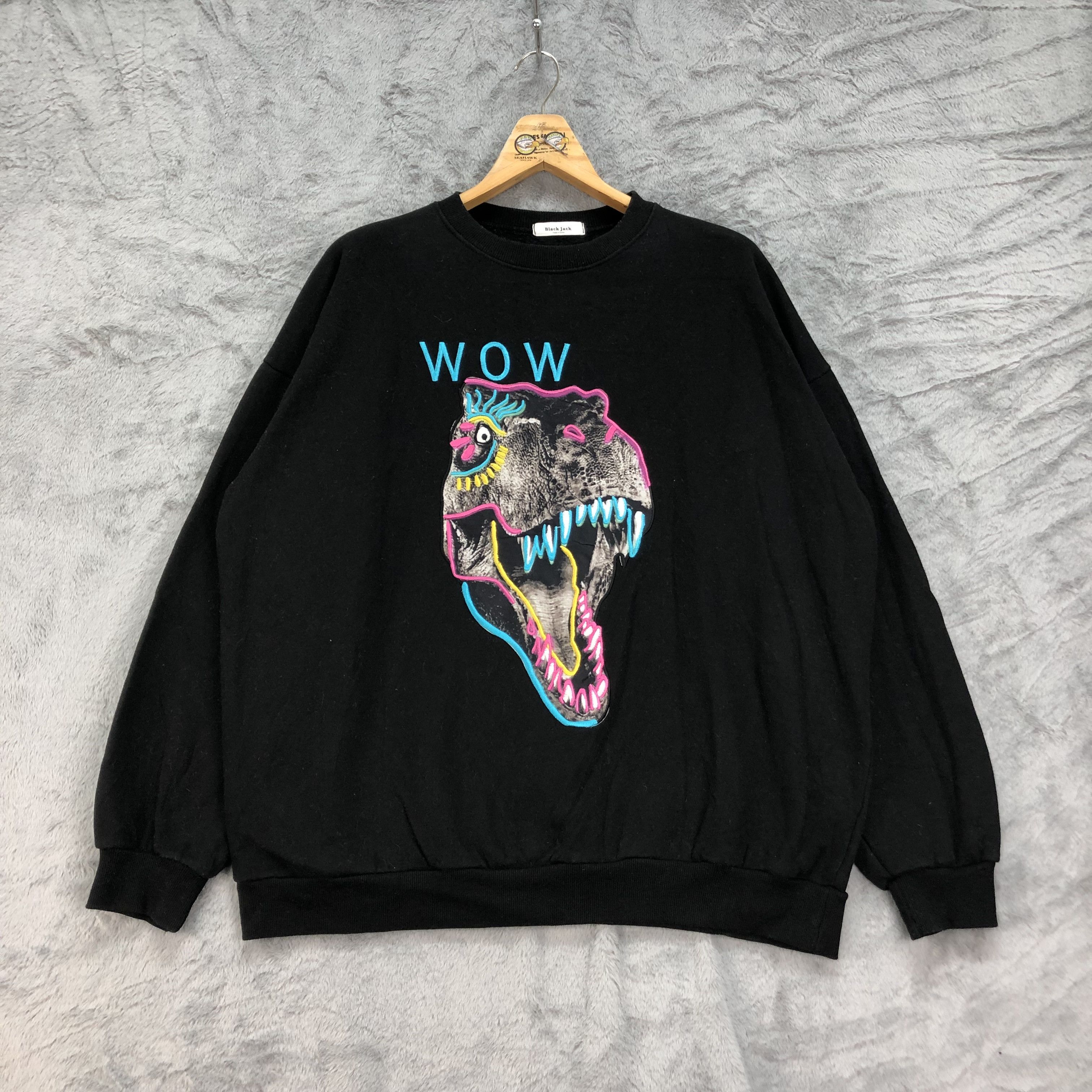 Blackjack Black Jack T-REX Graphic Print Oversize Sweatshirt #4432-153 Size US XL / EU 56 / 4 - 1 Thumbnail
