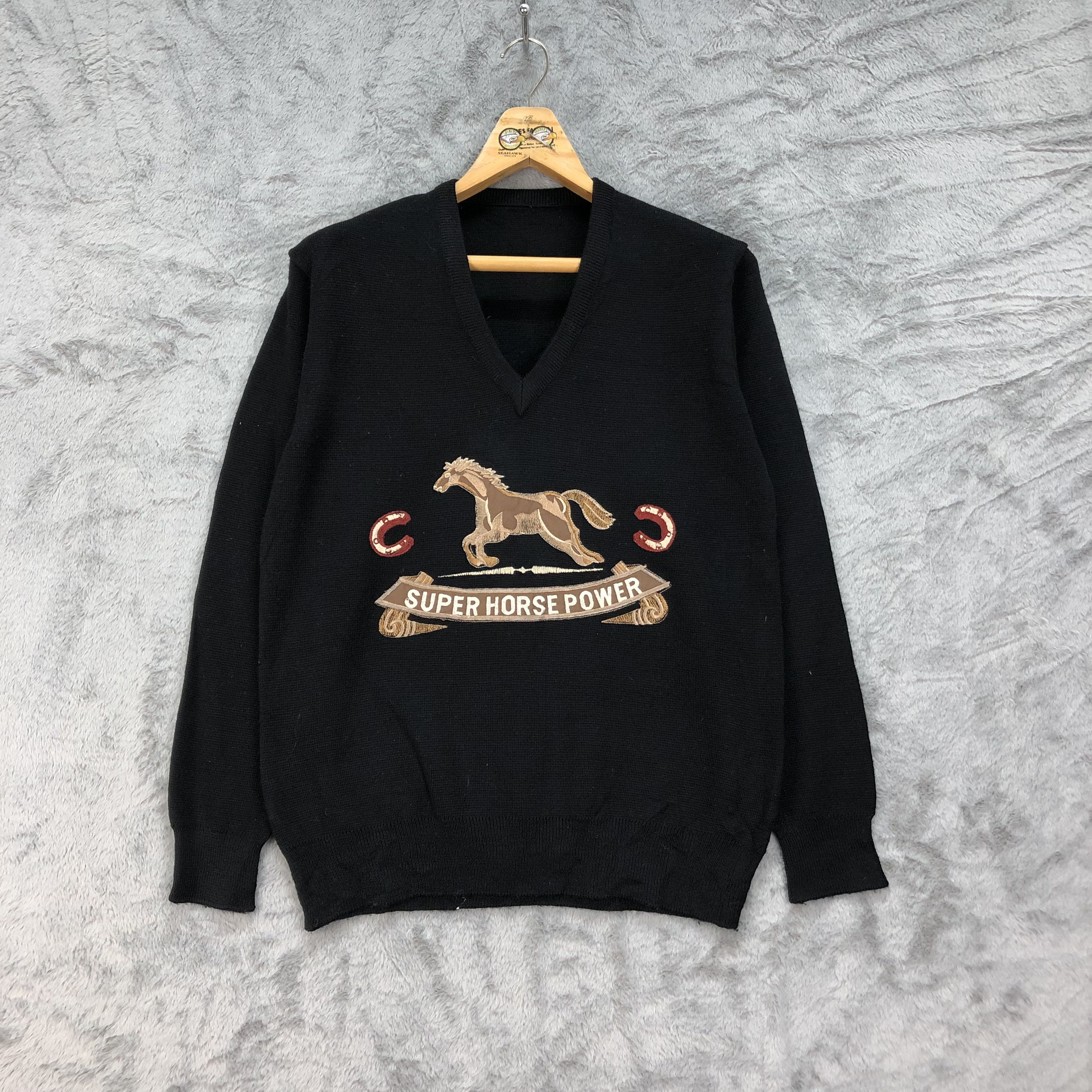 Other Super Horse Power Embroidery Knitwear Sweater #4460-154 Size US S / EU 44-46 / 1 - 1 Thumbnail