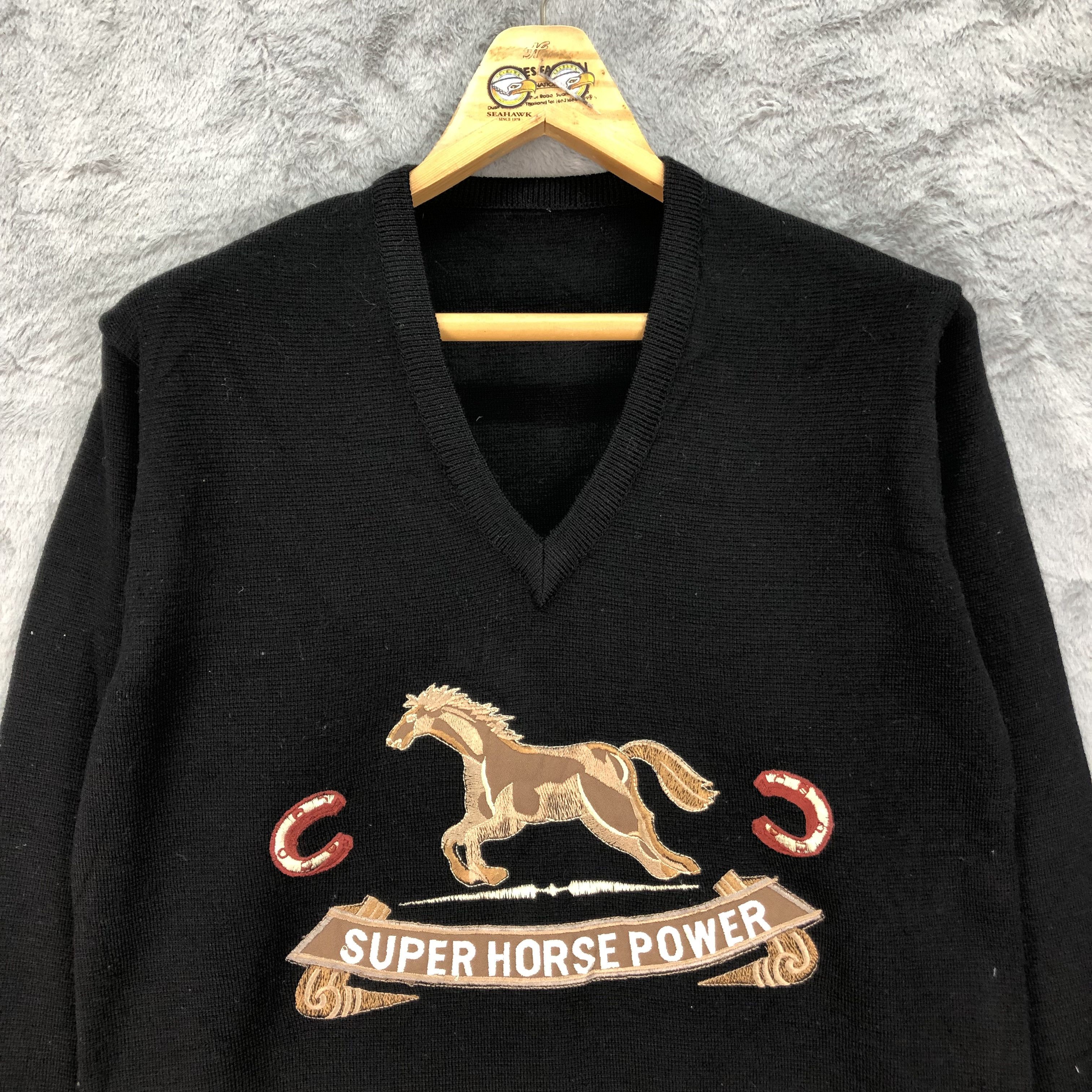 Other Super Horse Power Embroidery Knitwear Sweater #4460-154 Size US S / EU 44-46 / 1 - 2 Thumbnail