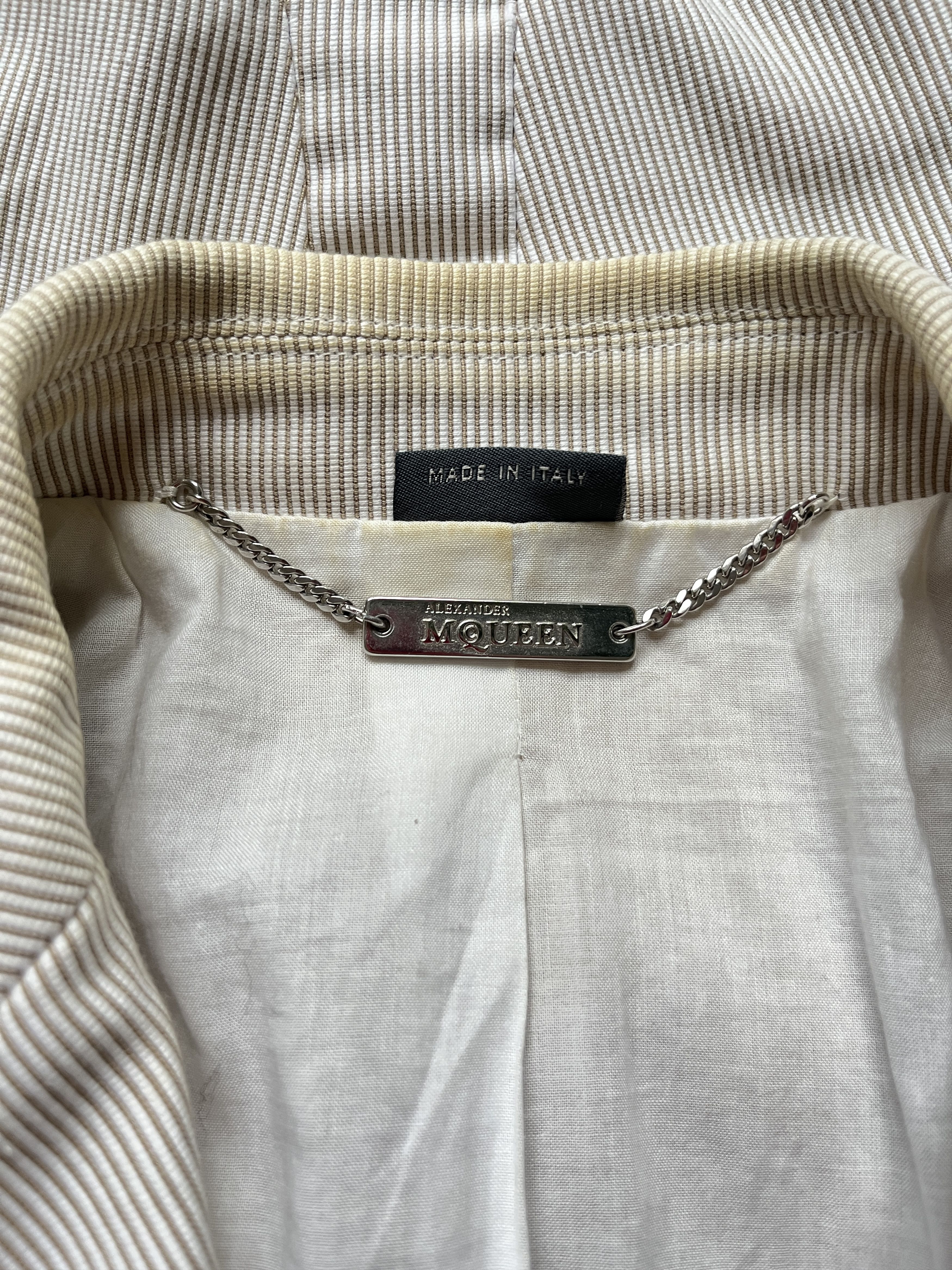 Alexander McQueen ⚡️QUICK SALE⚡️2006 McQueen Beige/White Blazer Jacket Size S / US 4 / IT 40 - 3 Thumbnail