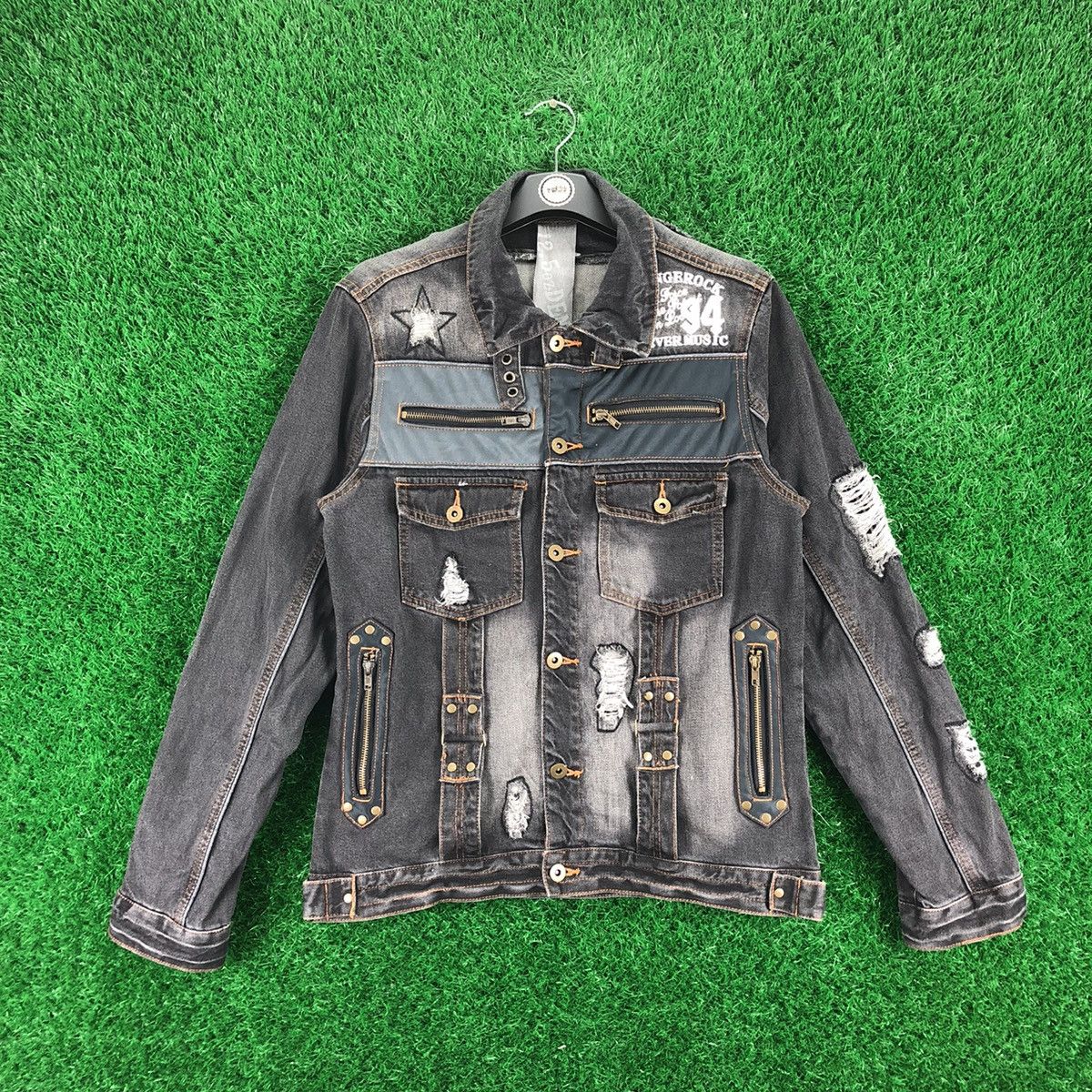 Japanese Brand Vintage 90's 12.5oz Denim Jacket Patchwork Size US S / EU 44-46 / 1 - 1 Thumbnail