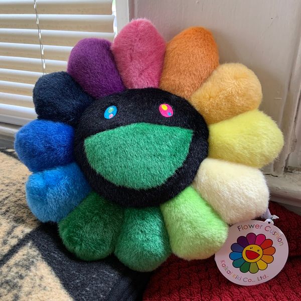 Takashi Murakami - Flower cushion (rainbow and black) -Plush