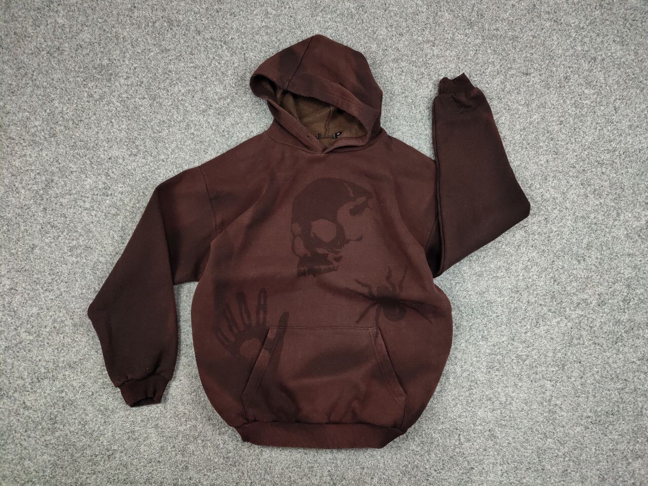Japanese Brand 💀 Vintage 90's Sun Faded Silhouette Boxy Brown Blank Hoodie Size US M / EU 48-50 / 2 - 14 Thumbnail