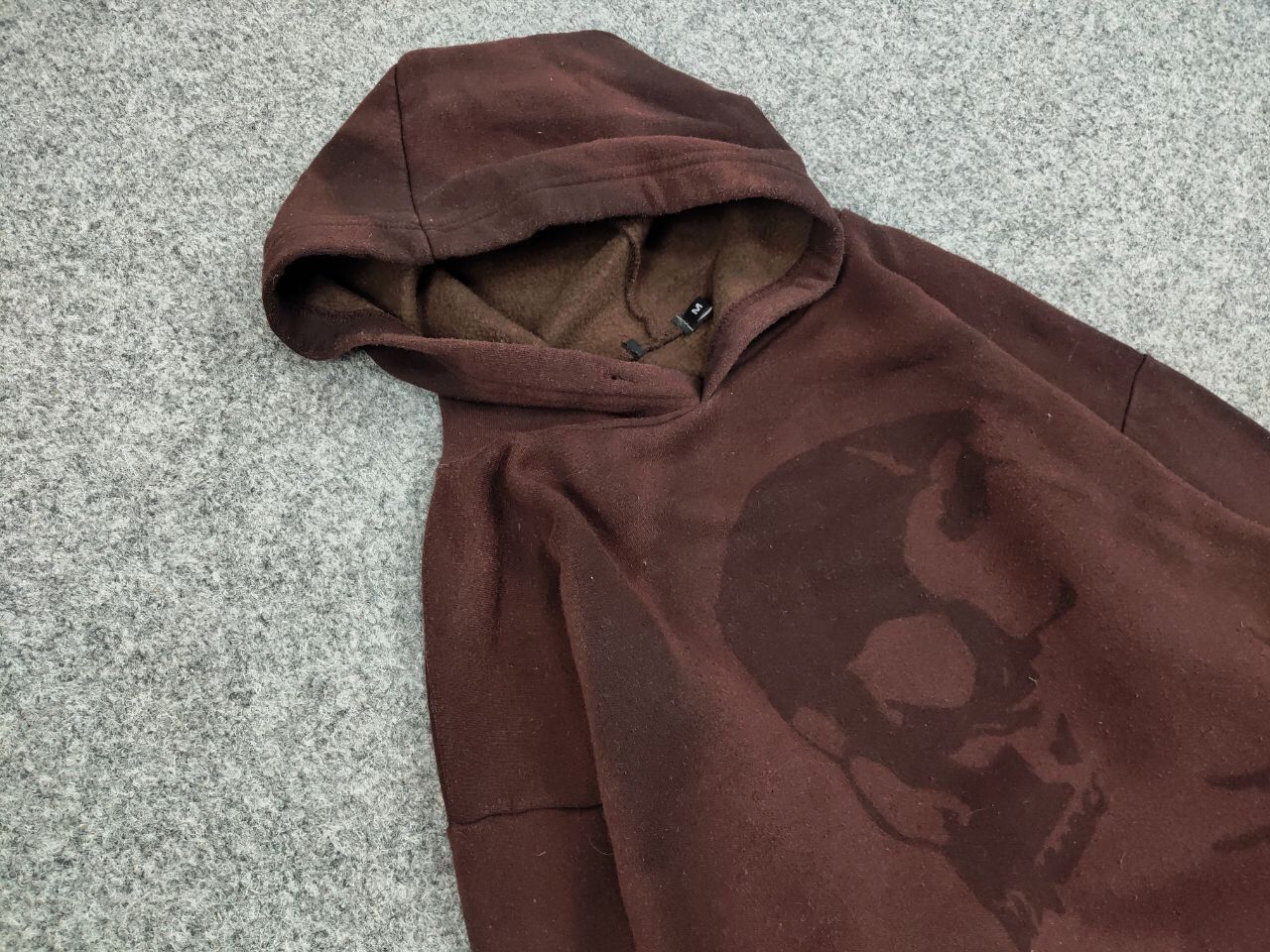 Japanese Brand 💀 Vintage 90's Sun Faded Silhouette Boxy Brown Blank Hoodie Size US M / EU 48-50 / 2 - 7 Thumbnail