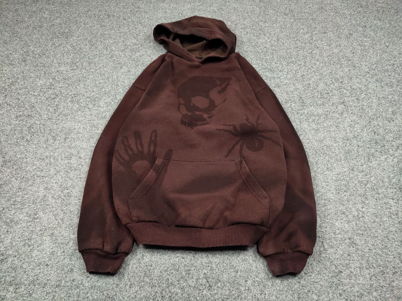 Japanese Brand 💀 Vintage 90's Sun Faded Silhouette Boxy Brown Blank Hoodie Size US M / EU 48-50 / 2 - 2 Thumbnail