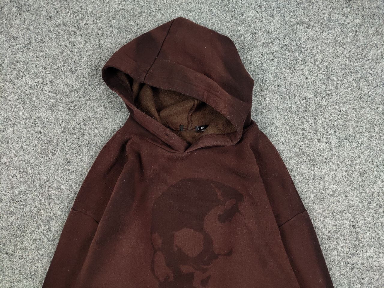 Japanese Brand 💀 Vintage 90's Sun Faded Silhouette Boxy Brown Blank Hoodie Size US M / EU 48-50 / 2 - 8 Thumbnail