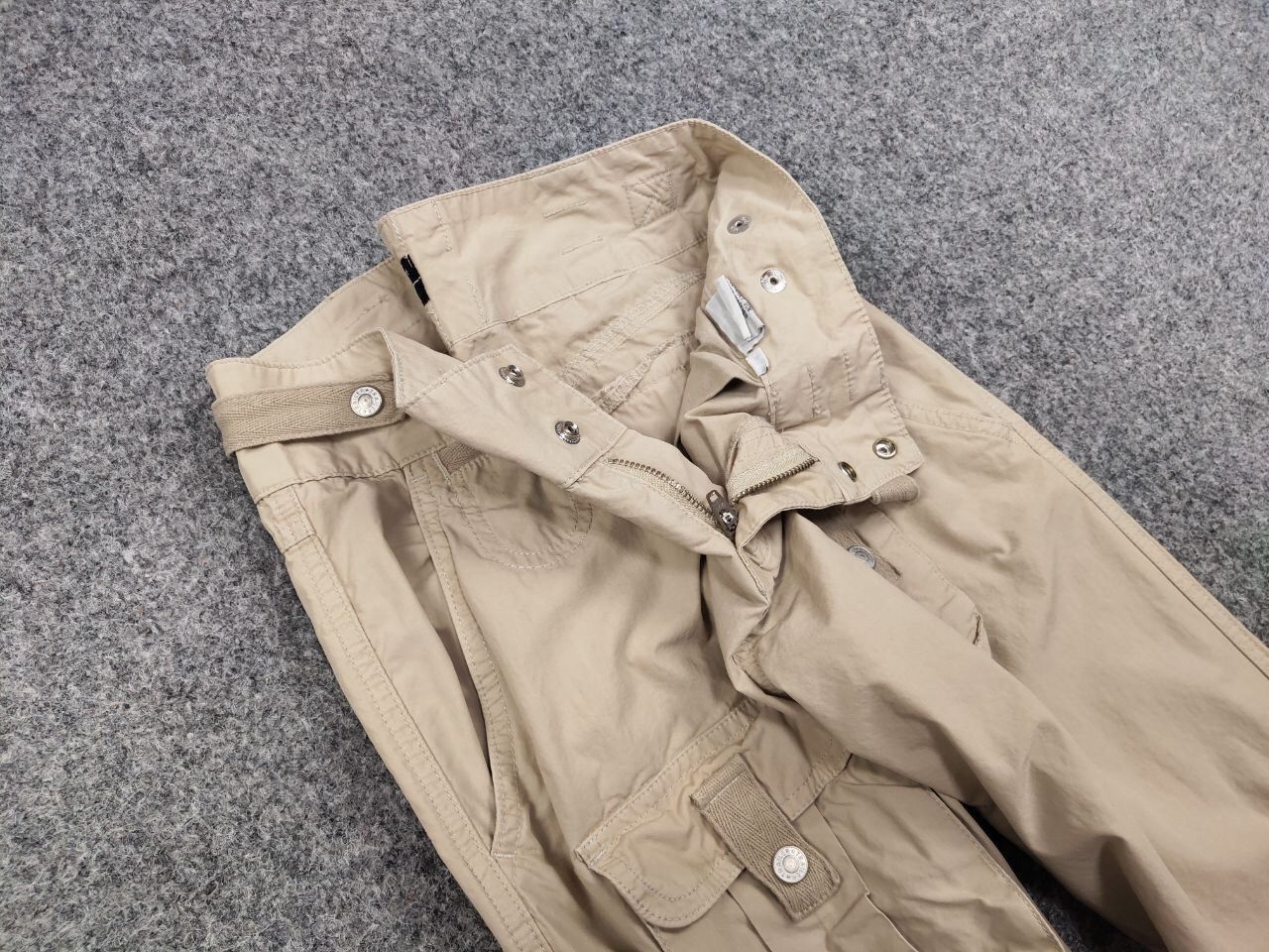 Japanese Brand Vintage 90's Japanese Bondage Zip Bootcut Beige Cargo Pants Size US 32 / EU 48 - 12 Thumbnail