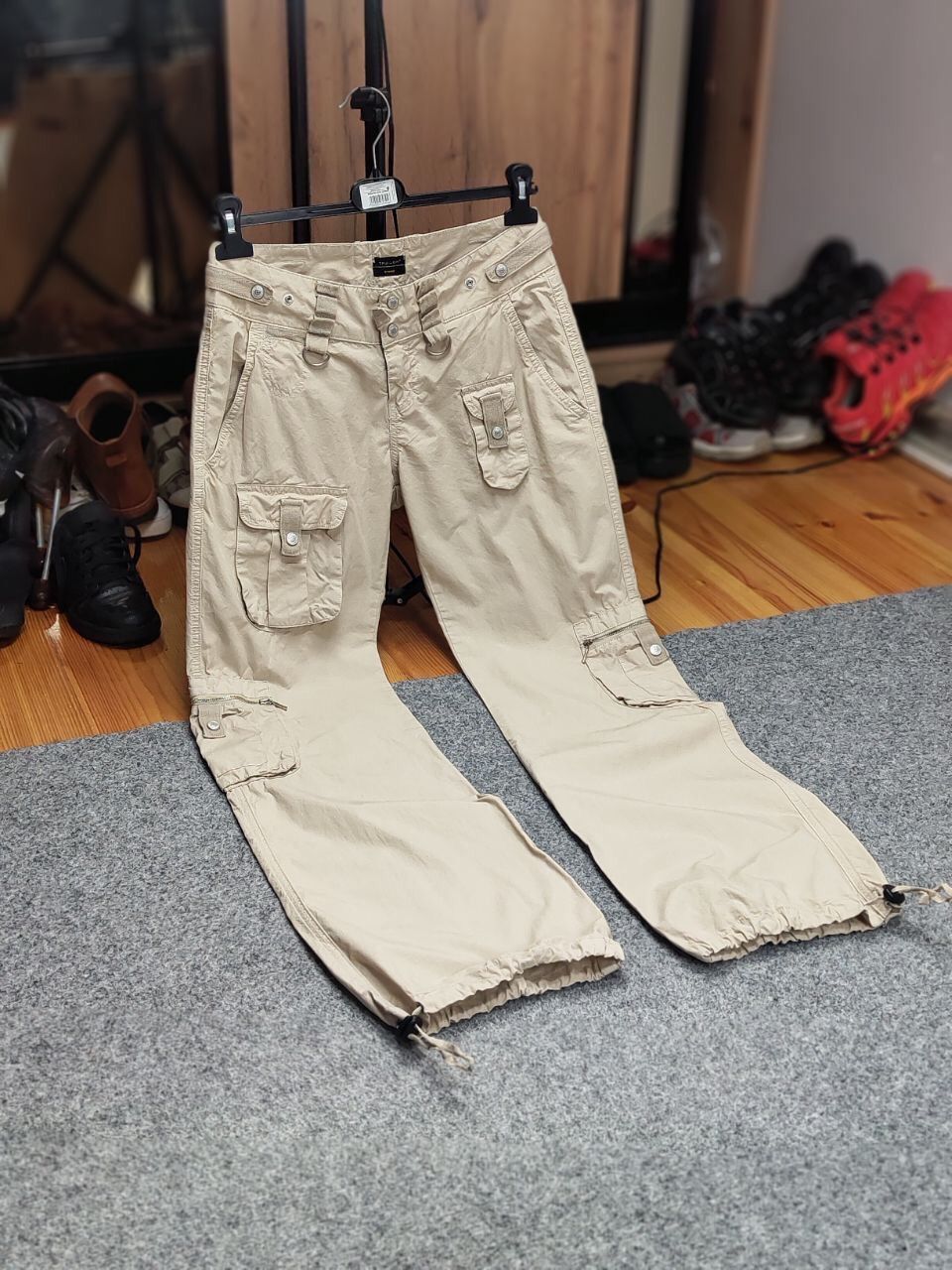 Japanese Brand Vintage 90's Japanese Bondage Zip Bootcut Beige Cargo Pants Size US 32 / EU 48 - 21 Thumbnail