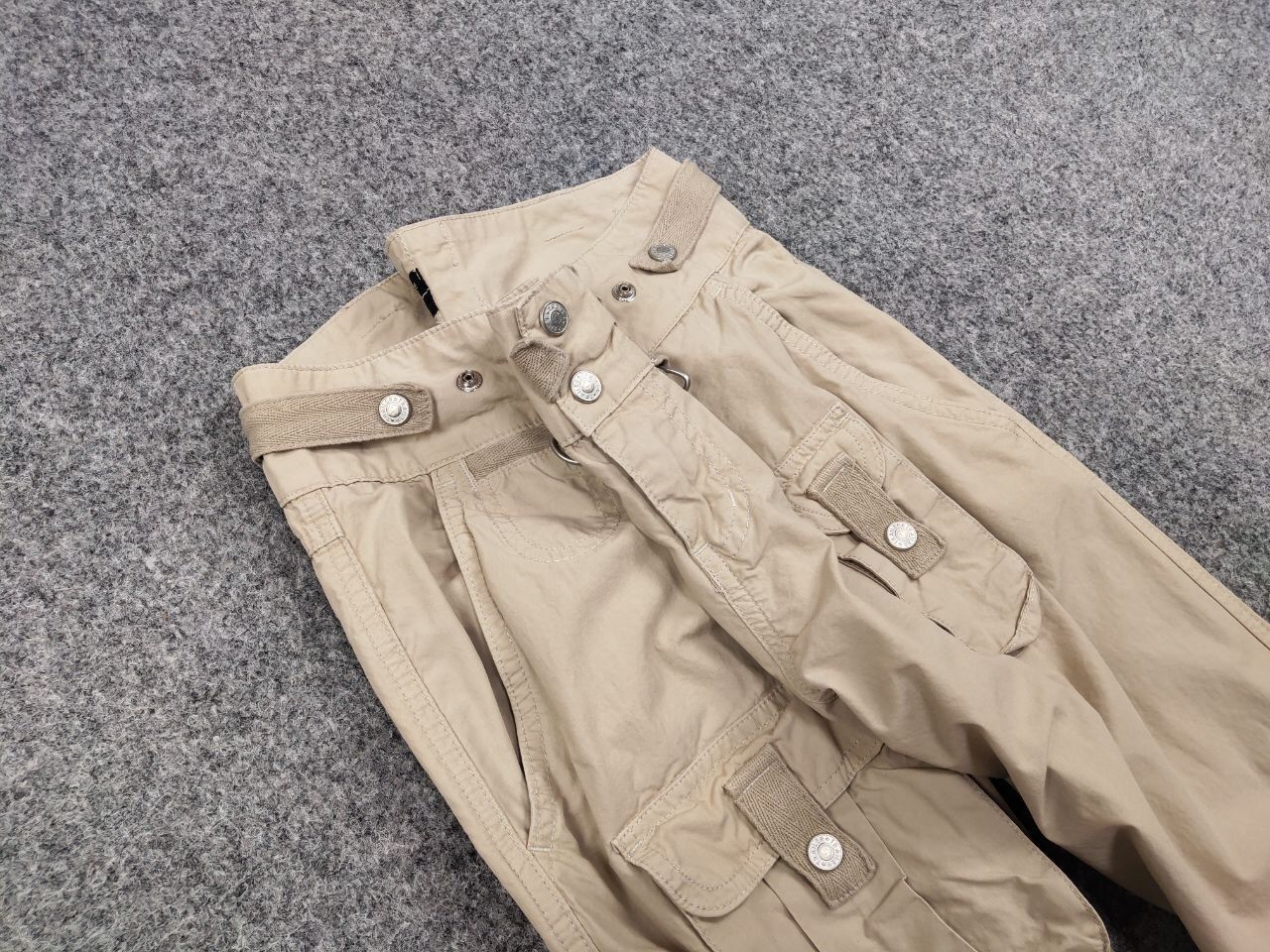 Japanese Brand Vintage 90's Japanese Bondage Zip Bootcut Beige Cargo Pants Size US 32 / EU 48 - 11 Thumbnail