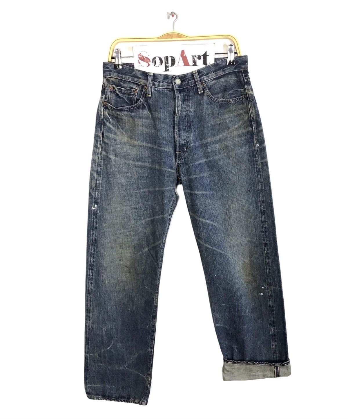 Japanese Brand × OMNIGOD × Vintage Vintage Omnigod Selvedge Design Paint Jeans Style Size US 31 - 1 Thumbnail