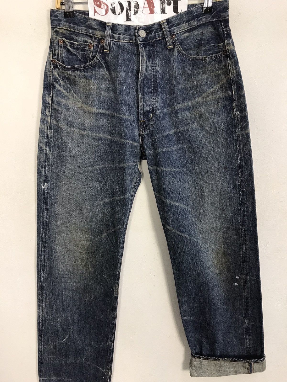 Japanese Brand × OMNIGOD × Vintage Vintage Omnigod Selvedge Design Paint Jeans Style Size US 31 - 3 Thumbnail