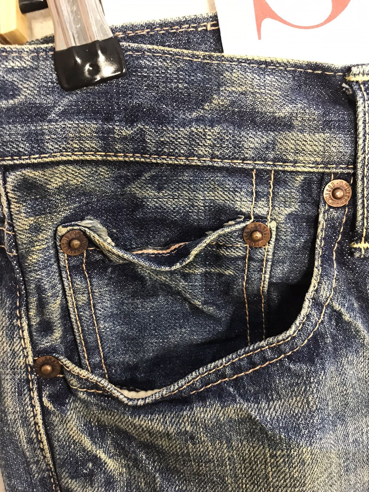 Japanese Brand × OMNIGOD × Vintage Vintage Omnigod Selvedge Design Paint Jeans Style Size US 31 - 11 Thumbnail