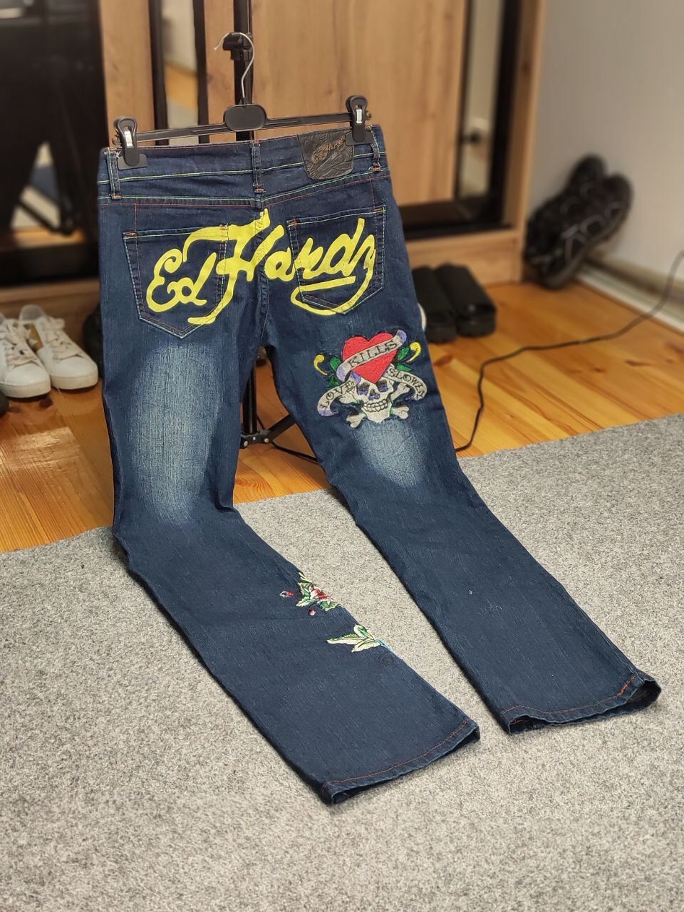 Ed Hardy Rare Vintage 90's Ed Hardy Christian Embroidered Logo Jeans Size 31" - 19 Thumbnail