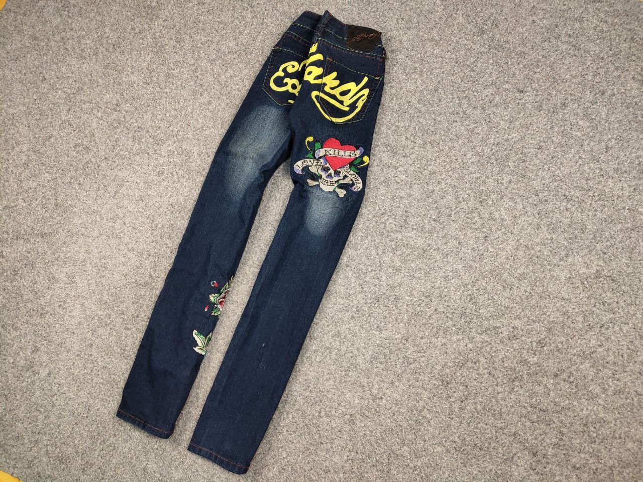 Ed Hardy Rare Vintage 90's Ed Hardy Christian Embroidered Logo Jeans Size 31" - 3 Thumbnail