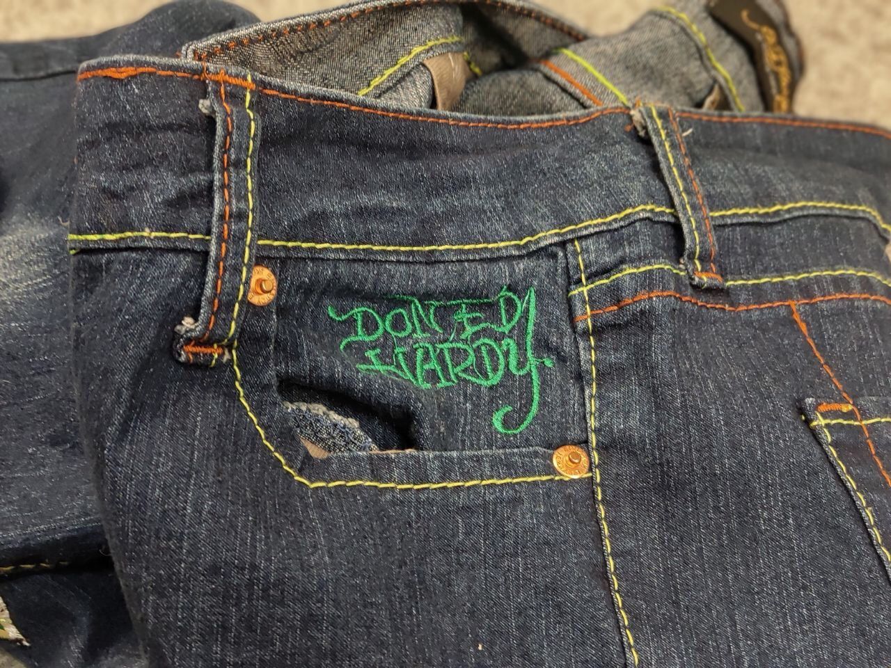 Ed Hardy Rare Vintage 90's Ed Hardy Christian Embroidered Logo Jeans Size 31" - 18 Thumbnail