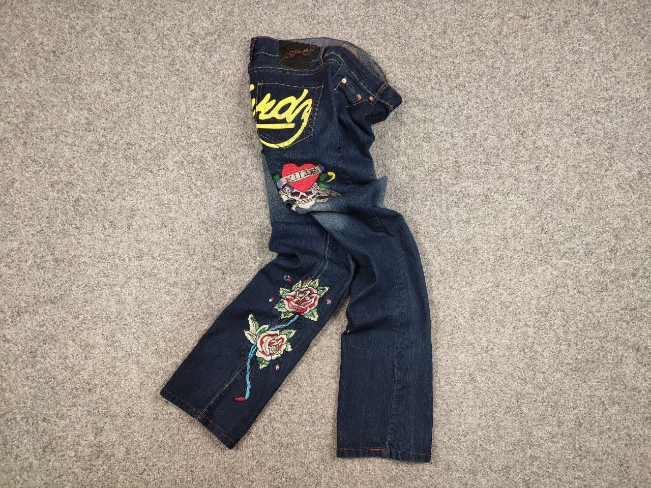 Ed Hardy Rare Vintage 90's Ed Hardy Christian Embroidered Logo Jeans Size 31" - 14 Thumbnail