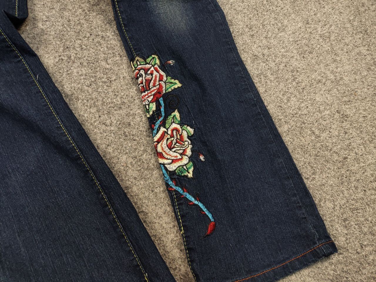 Ed Hardy Rare Vintage 90's Ed Hardy Christian Embroidered Logo Jeans Size 31" - 13 Thumbnail
