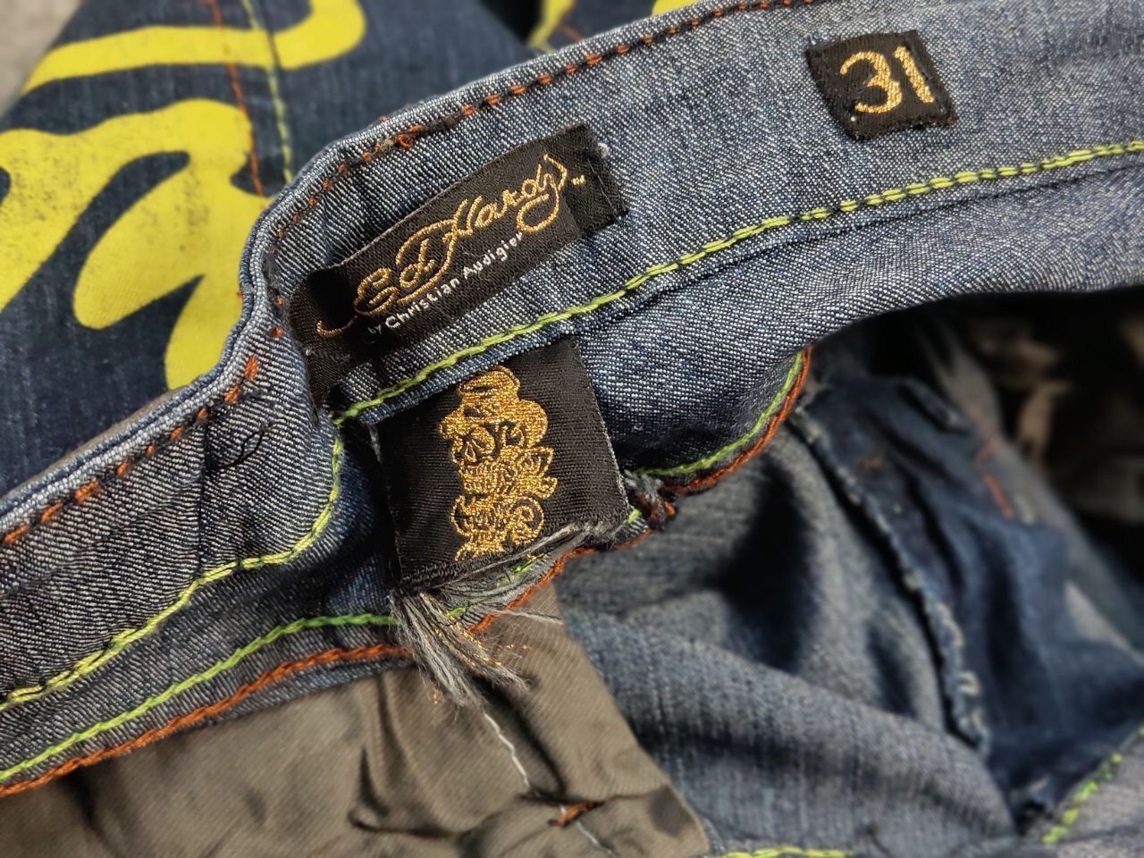 Ed Hardy Rare Vintage 90's Ed Hardy Christian Embroidered Logo Jeans Size 31" - 17 Thumbnail