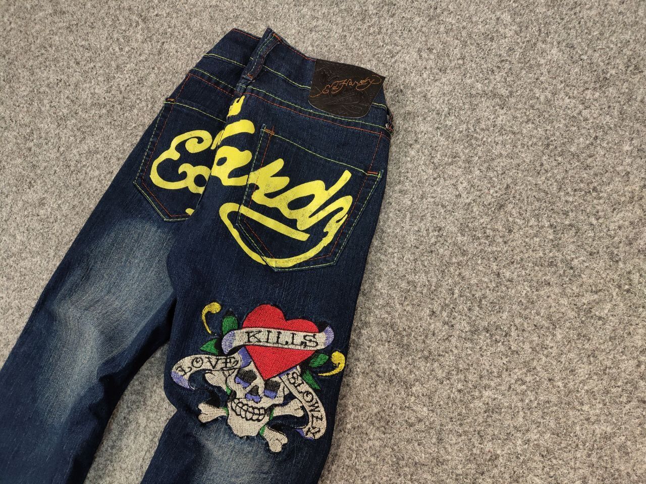 Ed Hardy Rare Vintage 90's Ed Hardy Christian Embroidered Logo Jeans Size 31" - 4 Thumbnail