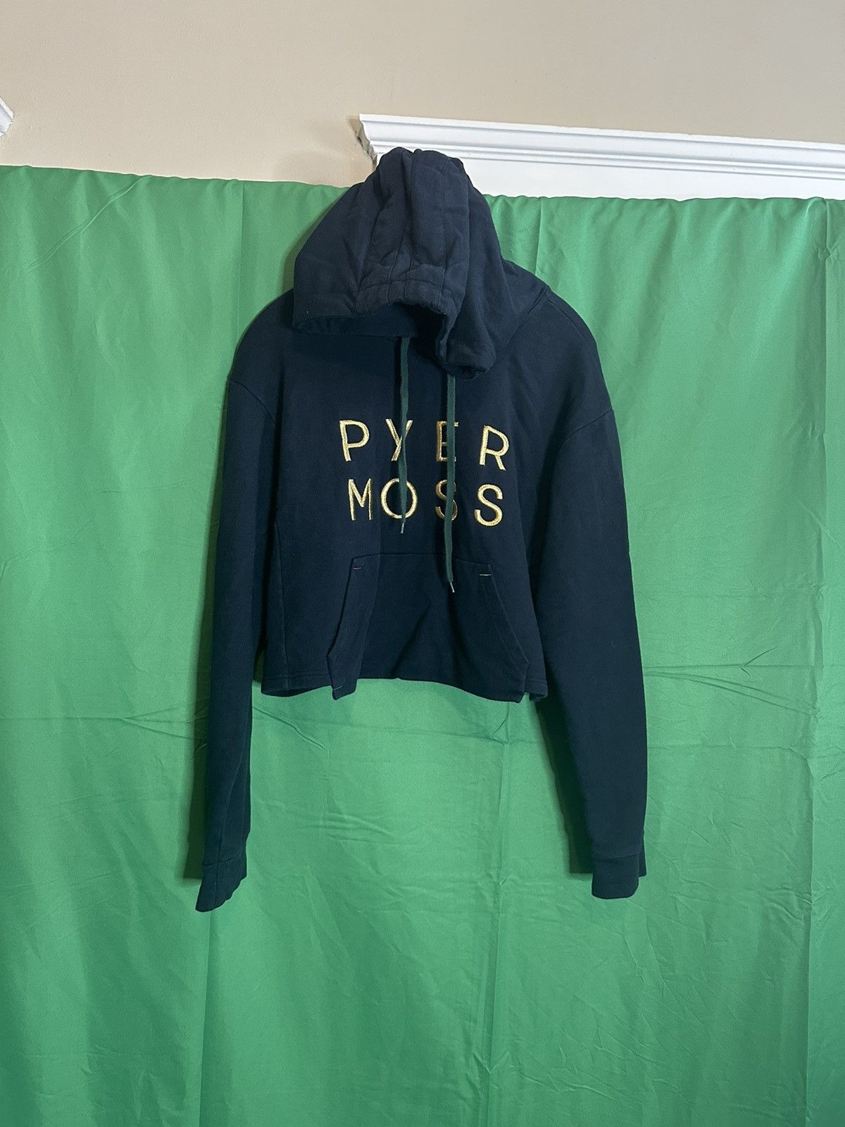 Pyer Moss Navy OG gold logo cropped hoodie Size US S / EU 44-46 / 1 - 1 Thumbnail