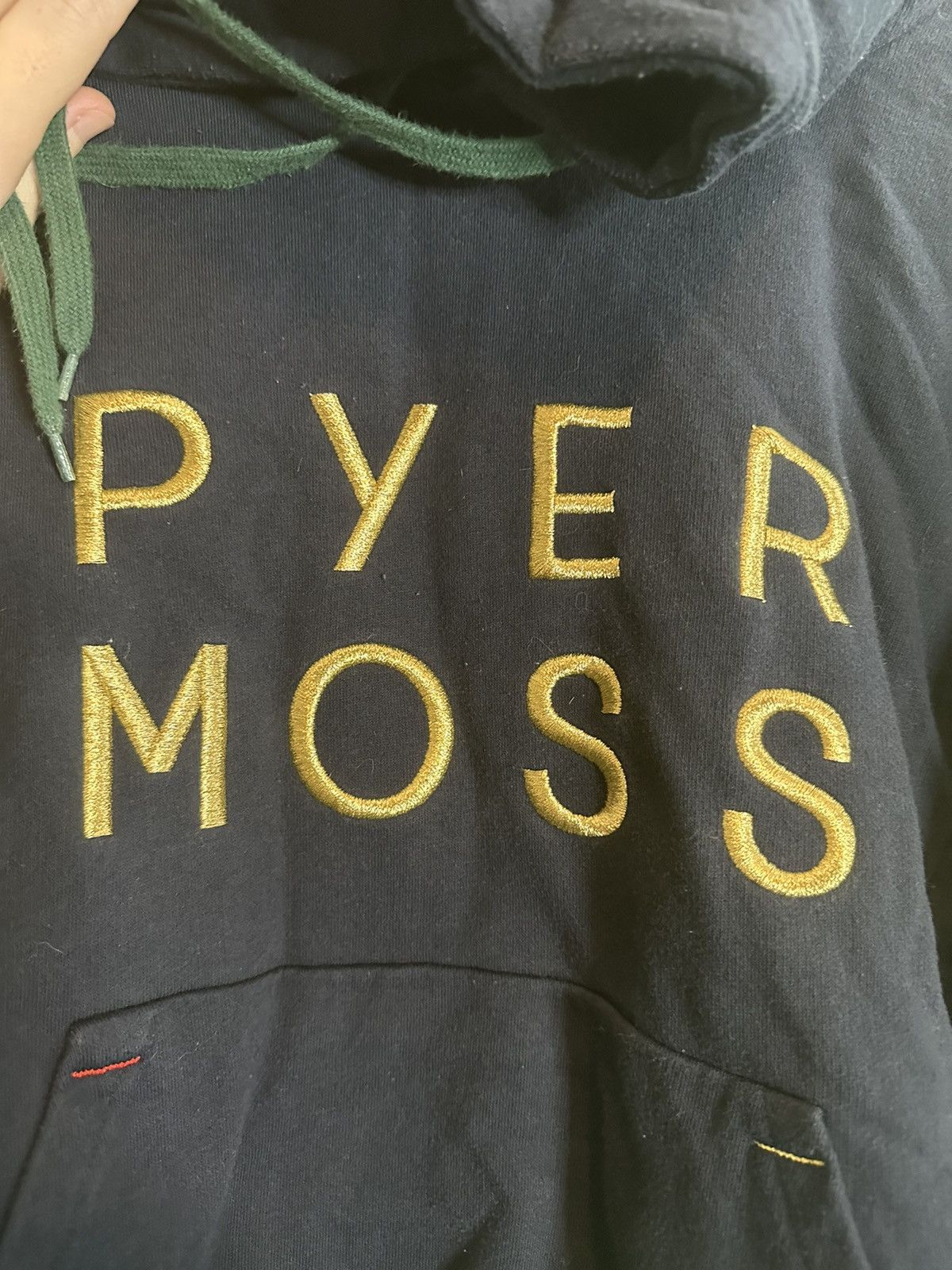 Pyer Moss Navy OG gold logo cropped hoodie Size US S / EU 44-46 / 1 - 2 Thumbnail