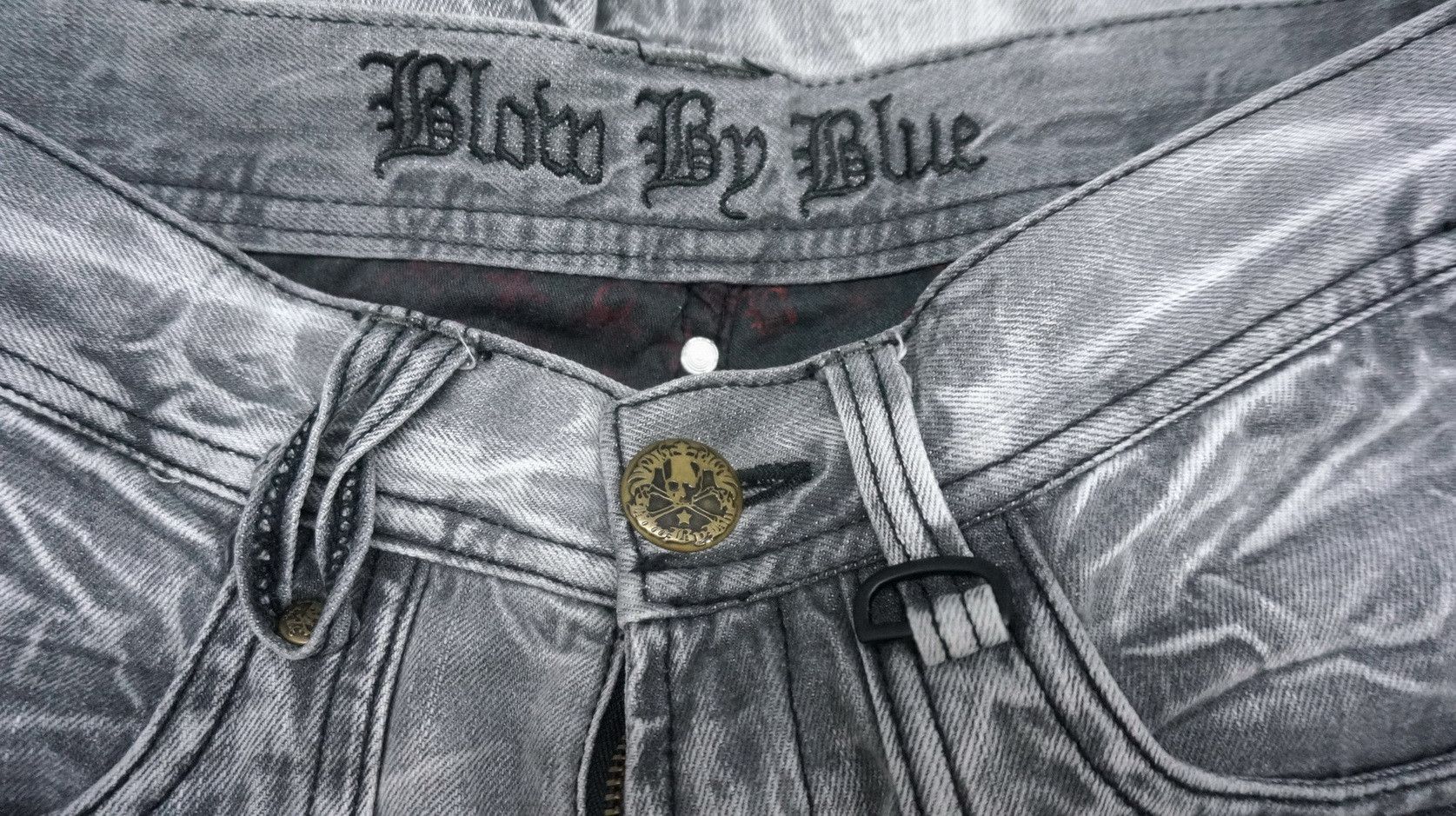 Japanese Brand Vtg BLOW BY BLUE Bush Multipocket Distressed Flared Jeans Size US 29 - 21 Thumbnail