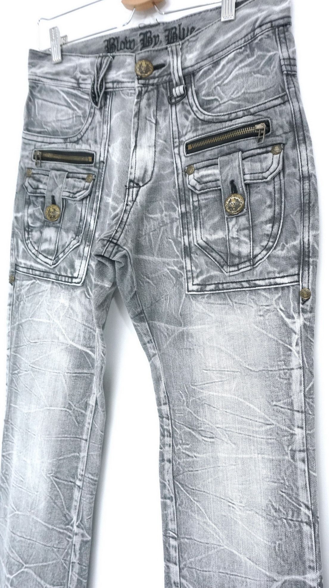 Japanese Brand Vtg BLOW BY BLUE Bush Multipocket Distressed Flared Jeans Size US 29 - 4 Thumbnail