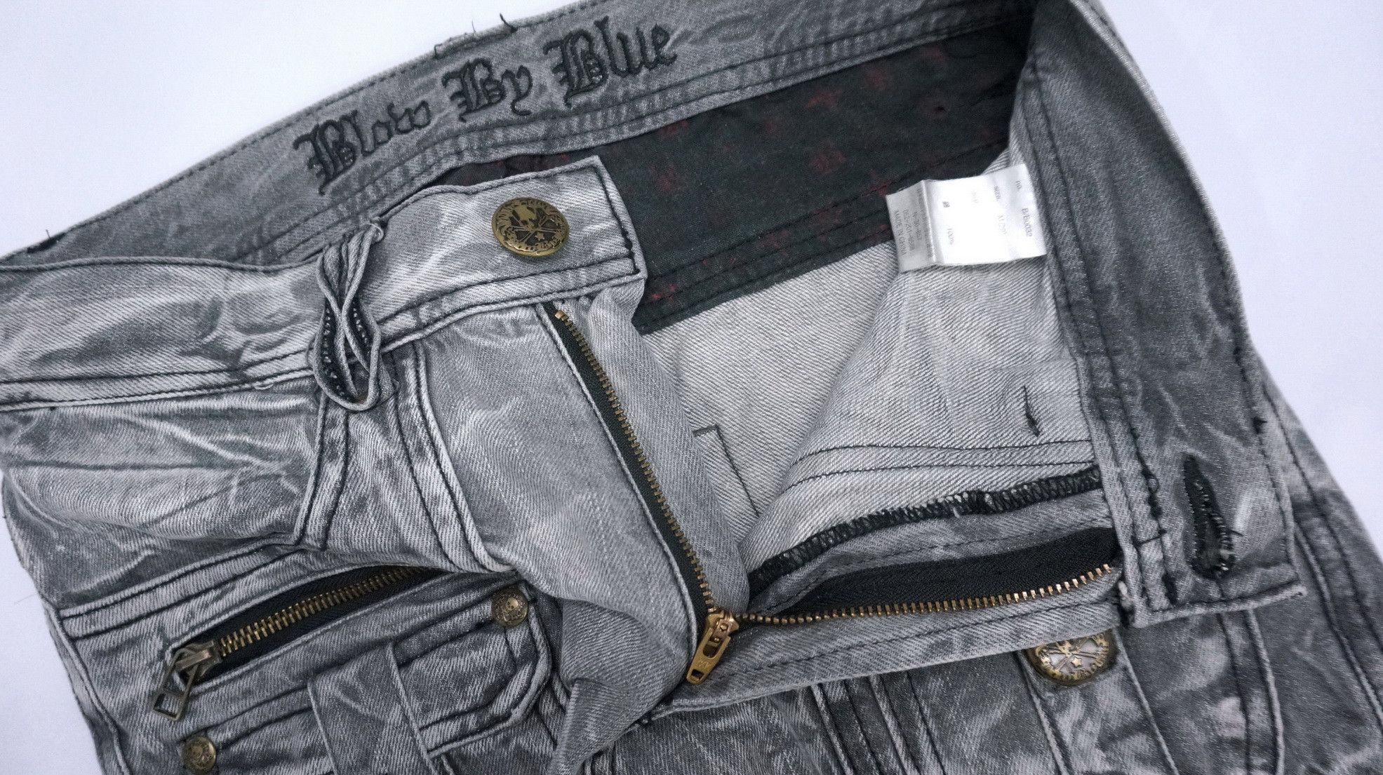 Japanese Brand Vtg BLOW BY BLUE Bush Multipocket Distressed Flared Jeans Size US 29 - 18 Thumbnail