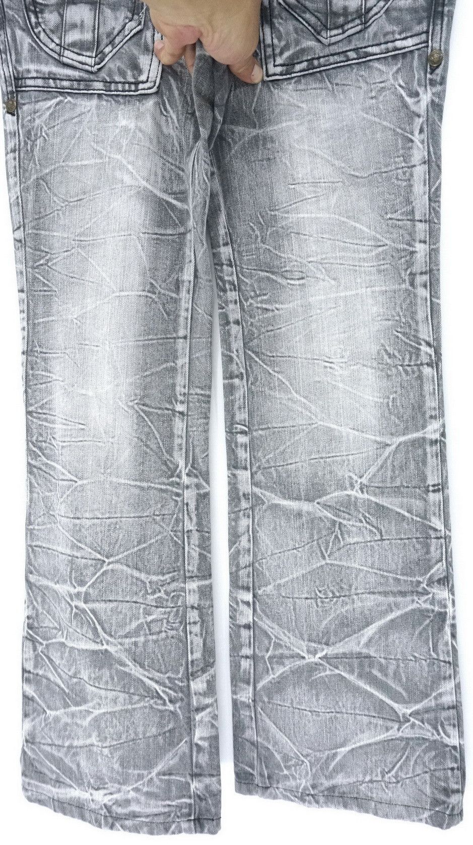 Japanese Brand Vtg BLOW BY BLUE Bush Multipocket Distressed Flared Jeans Size US 29 - 7 Thumbnail