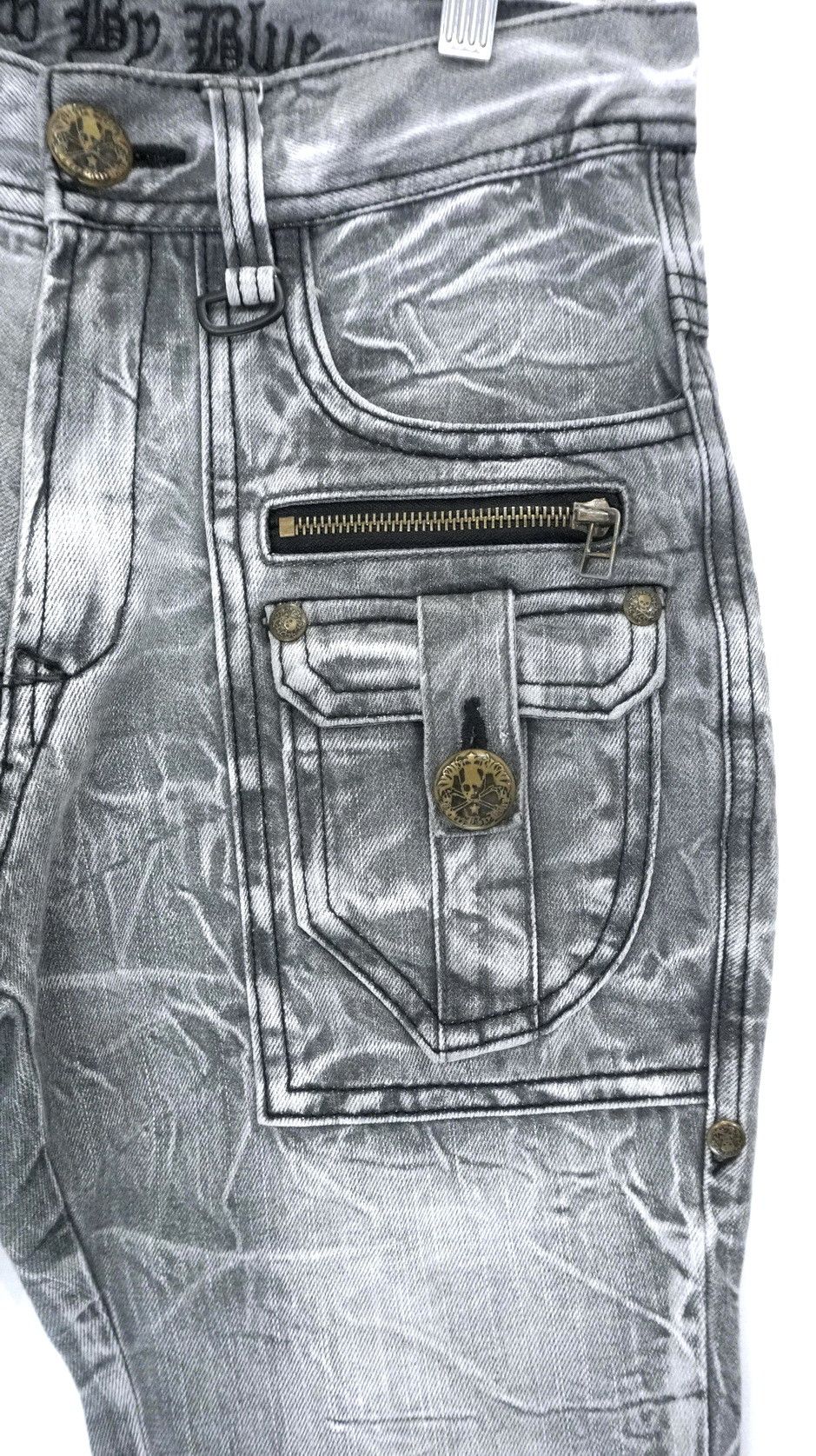 Japanese Brand Vtg BLOW BY BLUE Bush Multipocket Distressed Flared Jeans Size US 29 - 6 Thumbnail