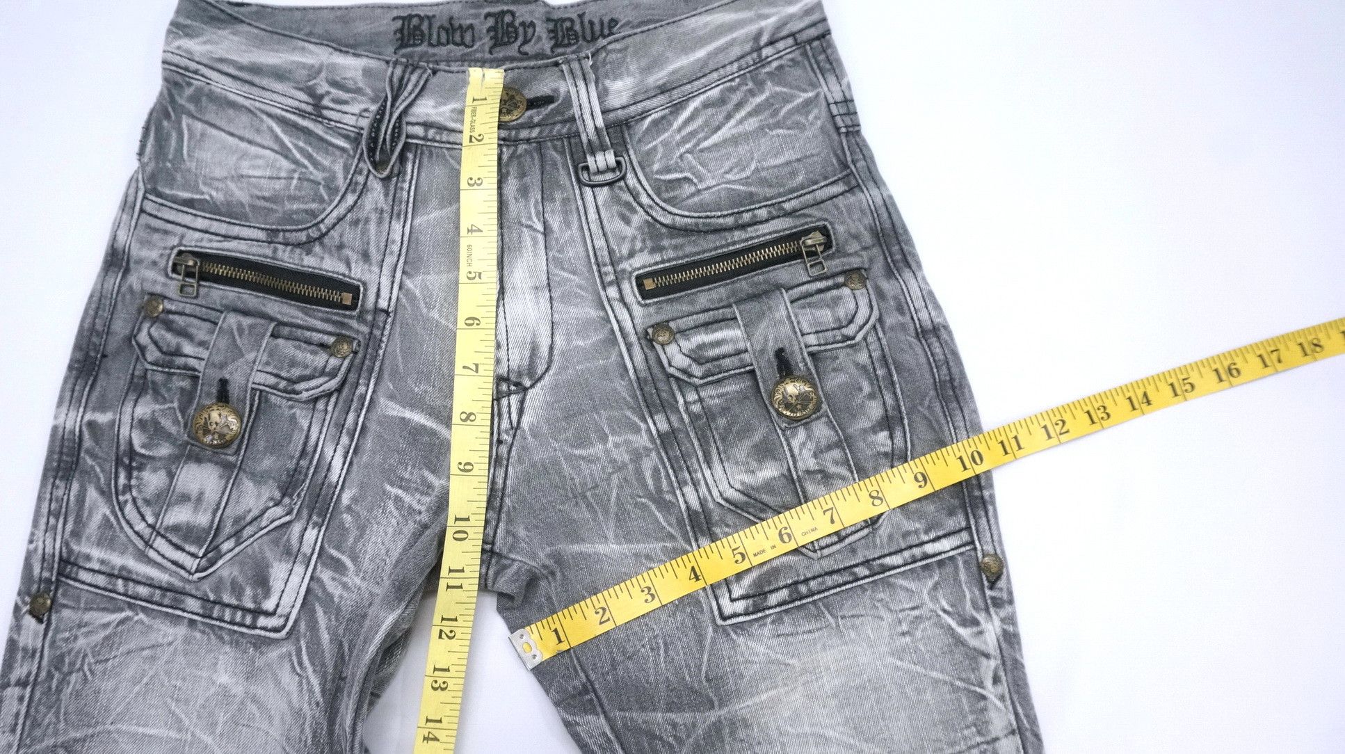 Japanese Brand Vtg BLOW BY BLUE Bush Multipocket Distressed Flared Jeans Size US 29 - 12 Thumbnail
