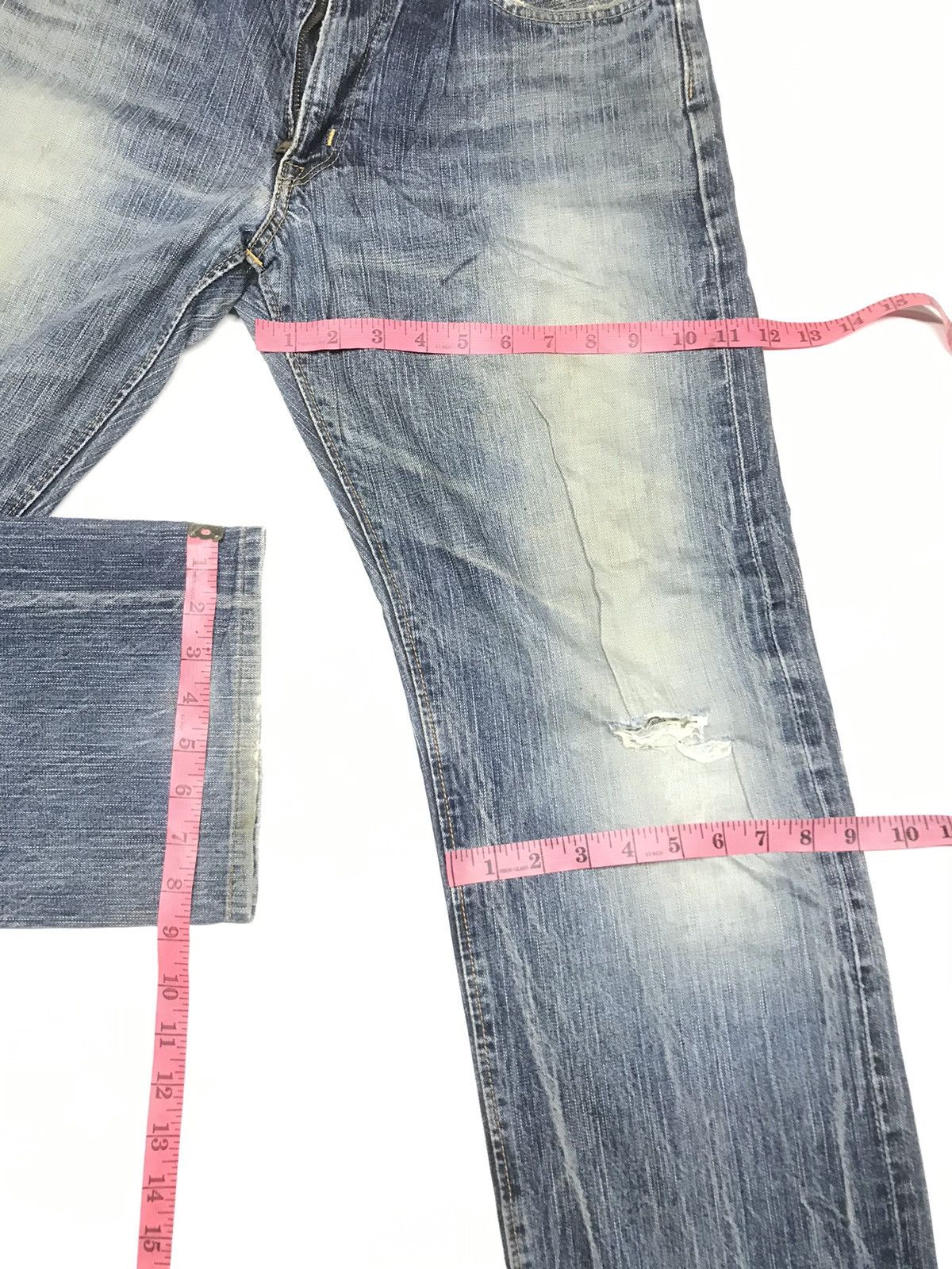 Edwin × Vintage VINTAGE SELVEDGE EDWIN 505zx DISTRESSED DENIM Size US 32 / EU 48 - 19 Thumbnail